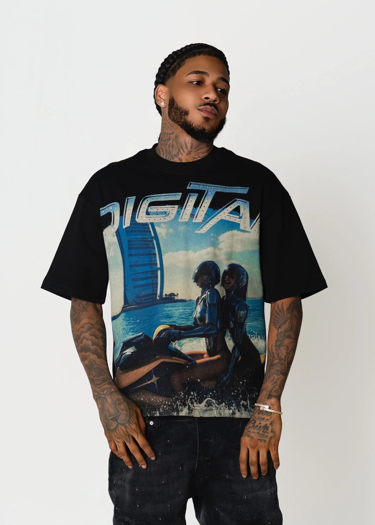 Digital Jet Ski T-Shirt In Black