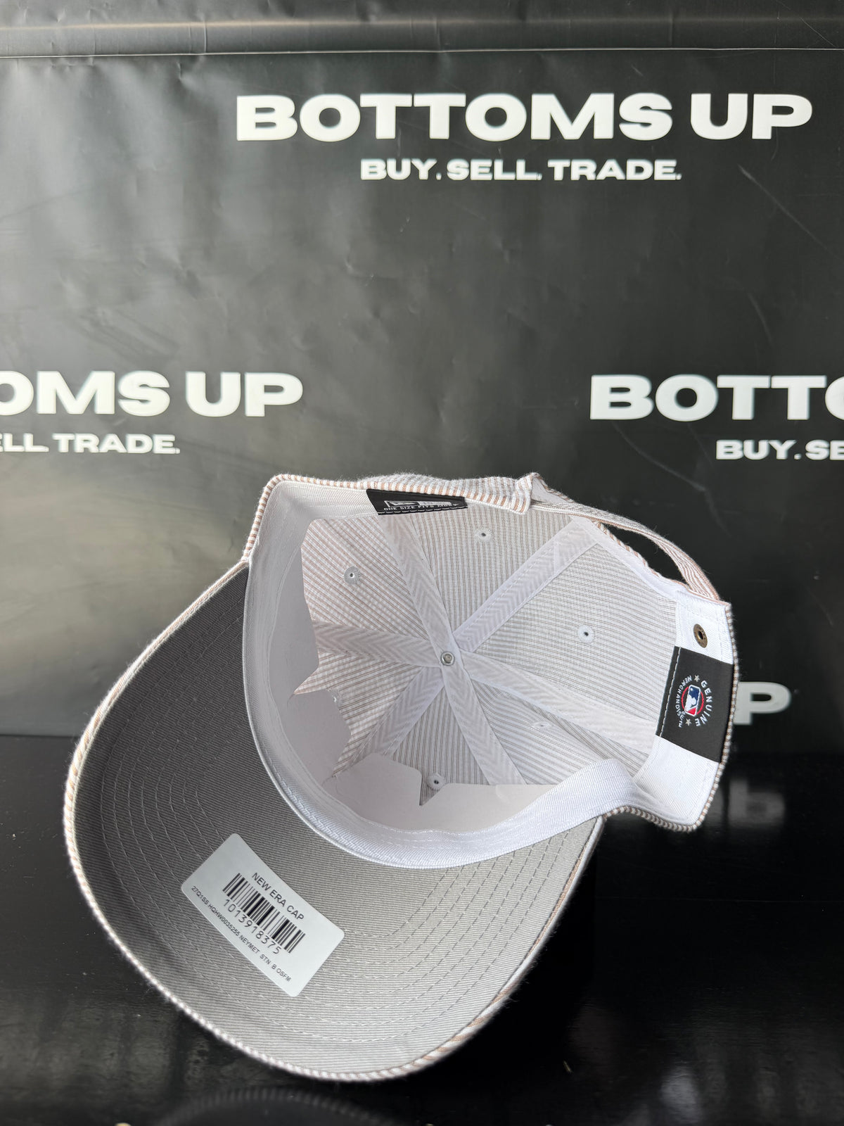 New York Mets New Era Seersucker Pinstripe Strapback Hat In Stone