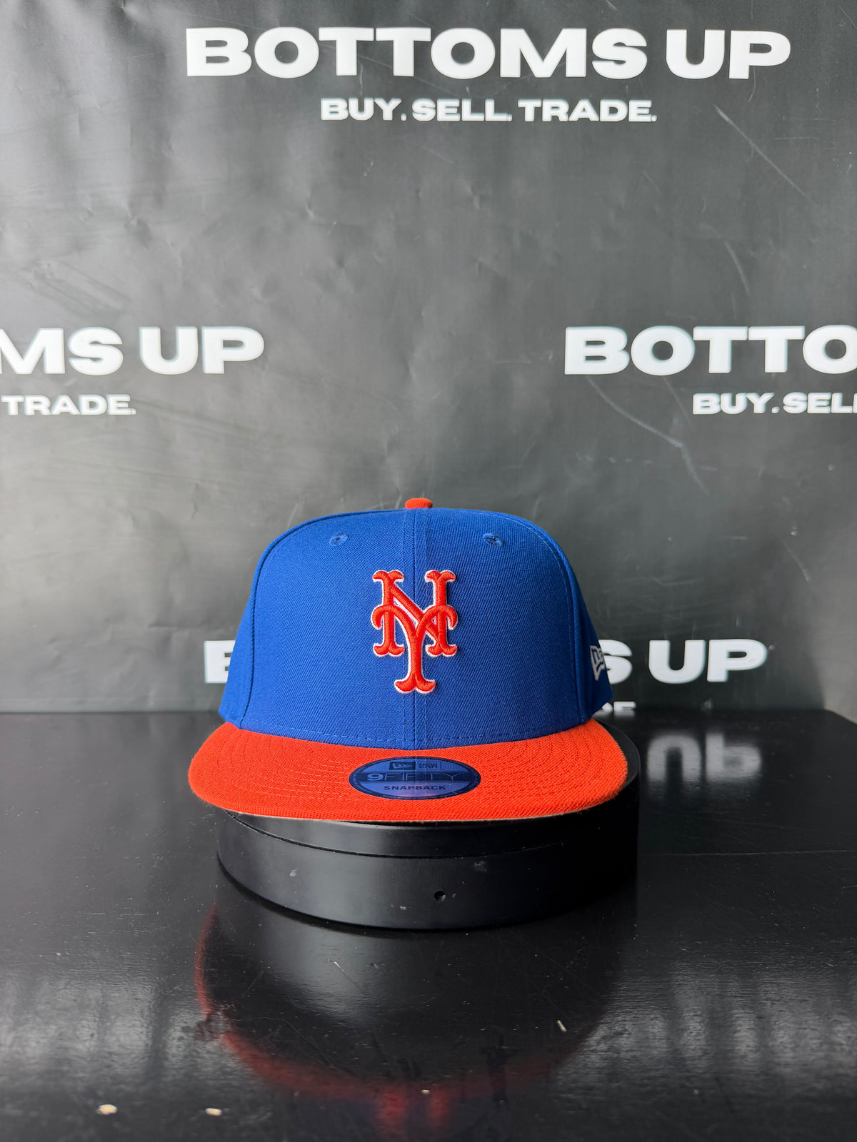 New York Mets New Era 9FIFTY Embroided Snapback Hat In Royal Blue / Orange