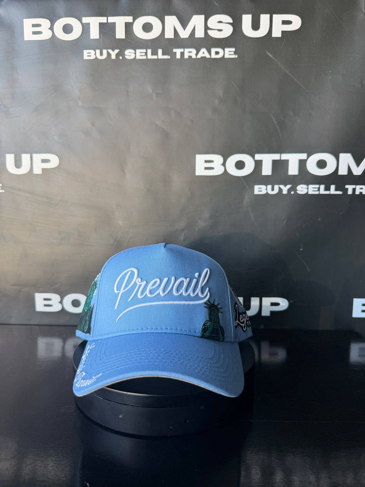 Legends Prevail Prevail Snapback Hat in Light Blue / White Letters