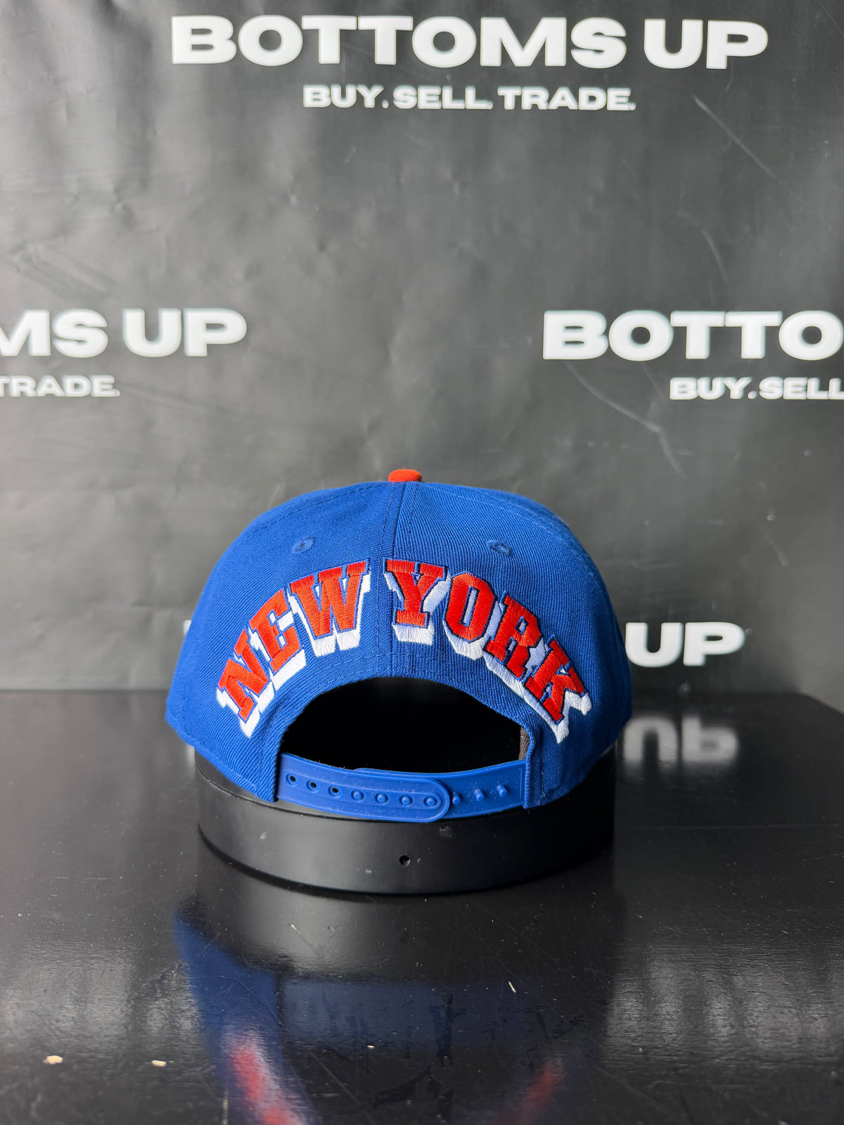 New York Mets New Era 9FIFTY Embroided Snapback Hat In Royal Blue / Orange