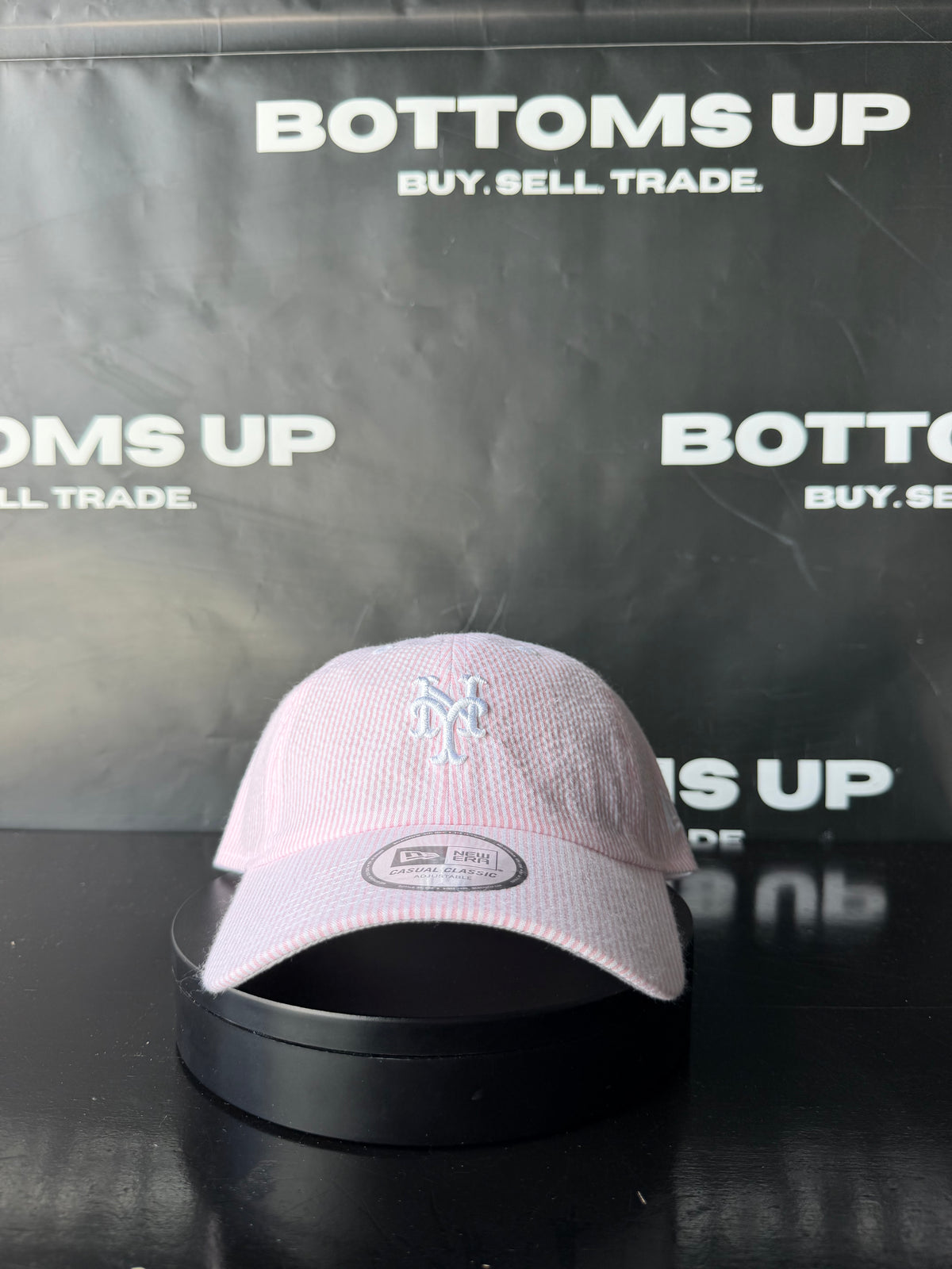 New York Mets New Era Seersucker Pinstripe Strapback Hat In Pink