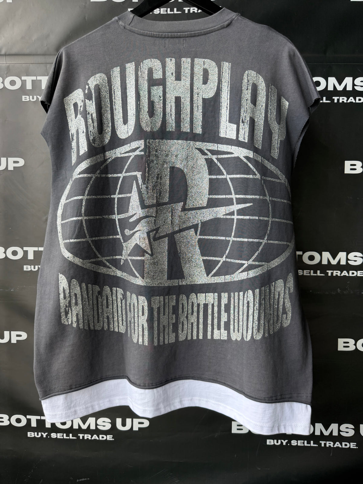RoughPlay Flyers Sleeveless T-Shirt In Dark Gray (Sleeves Cut Off)