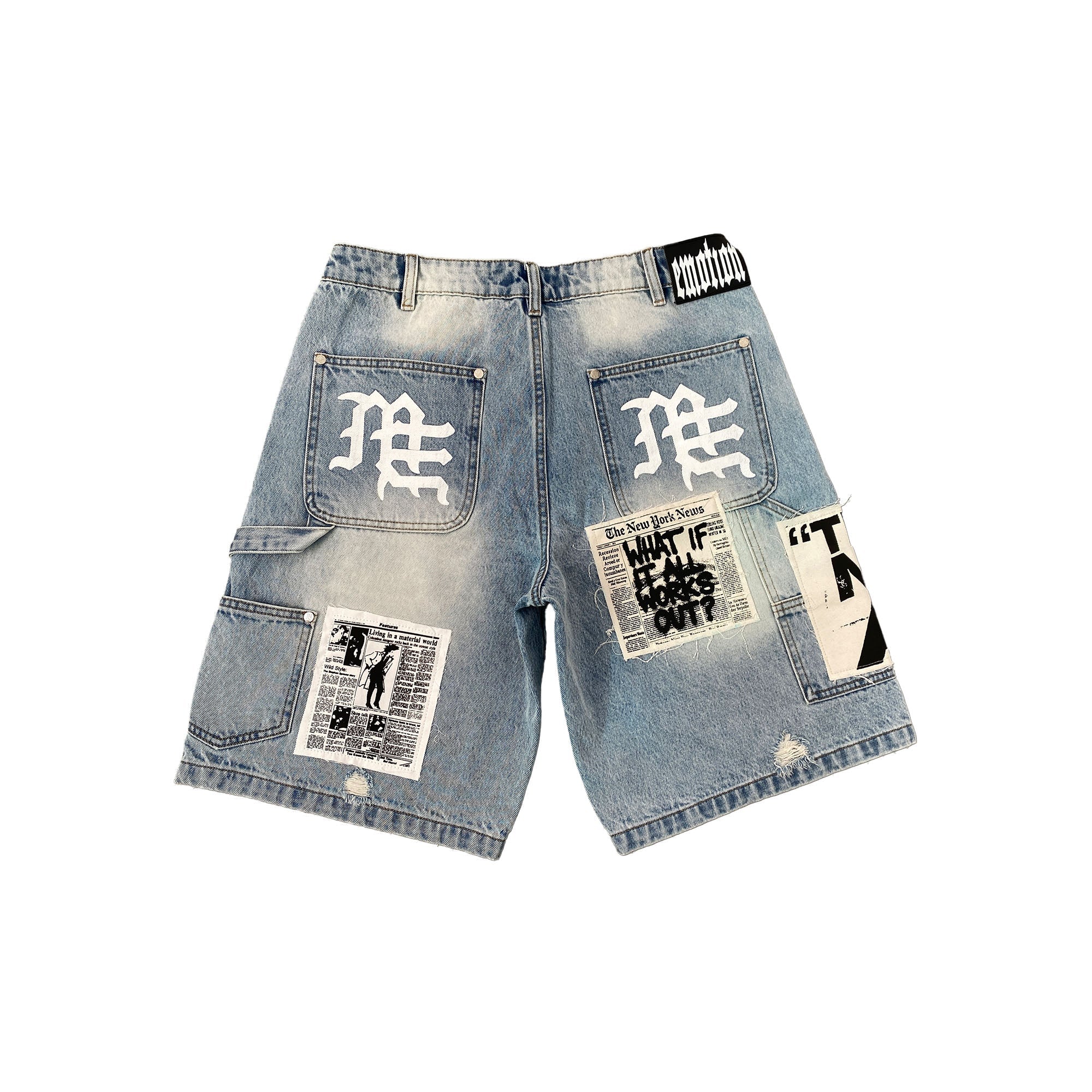 Mixd Emotion Blue “AI” Denim Shorts