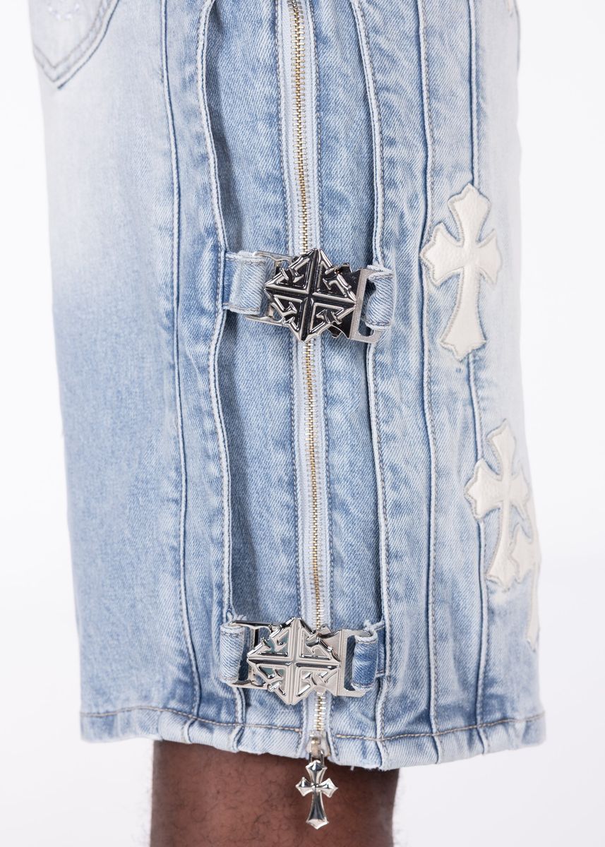 Guapi Aqua Blue Cross Buckle Shorts