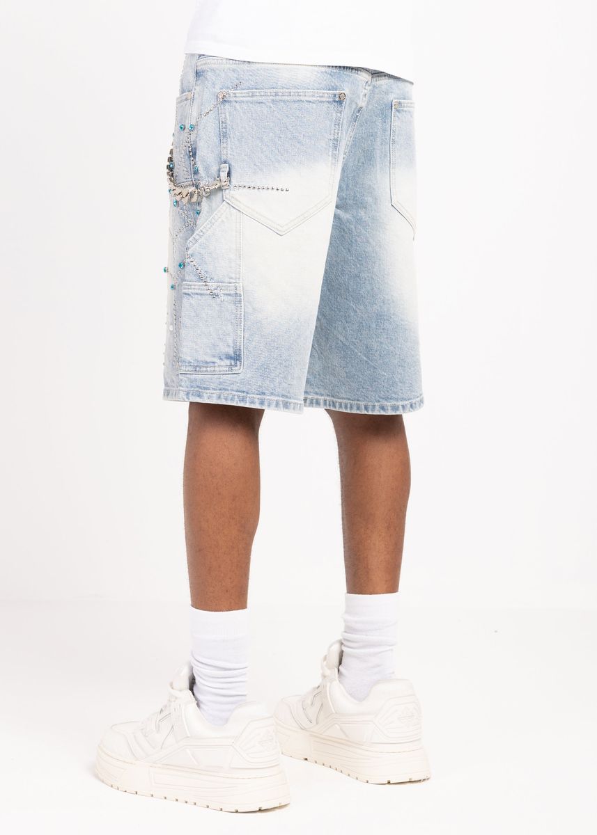 Guapi Aqua Blue Spider Denim Shorts