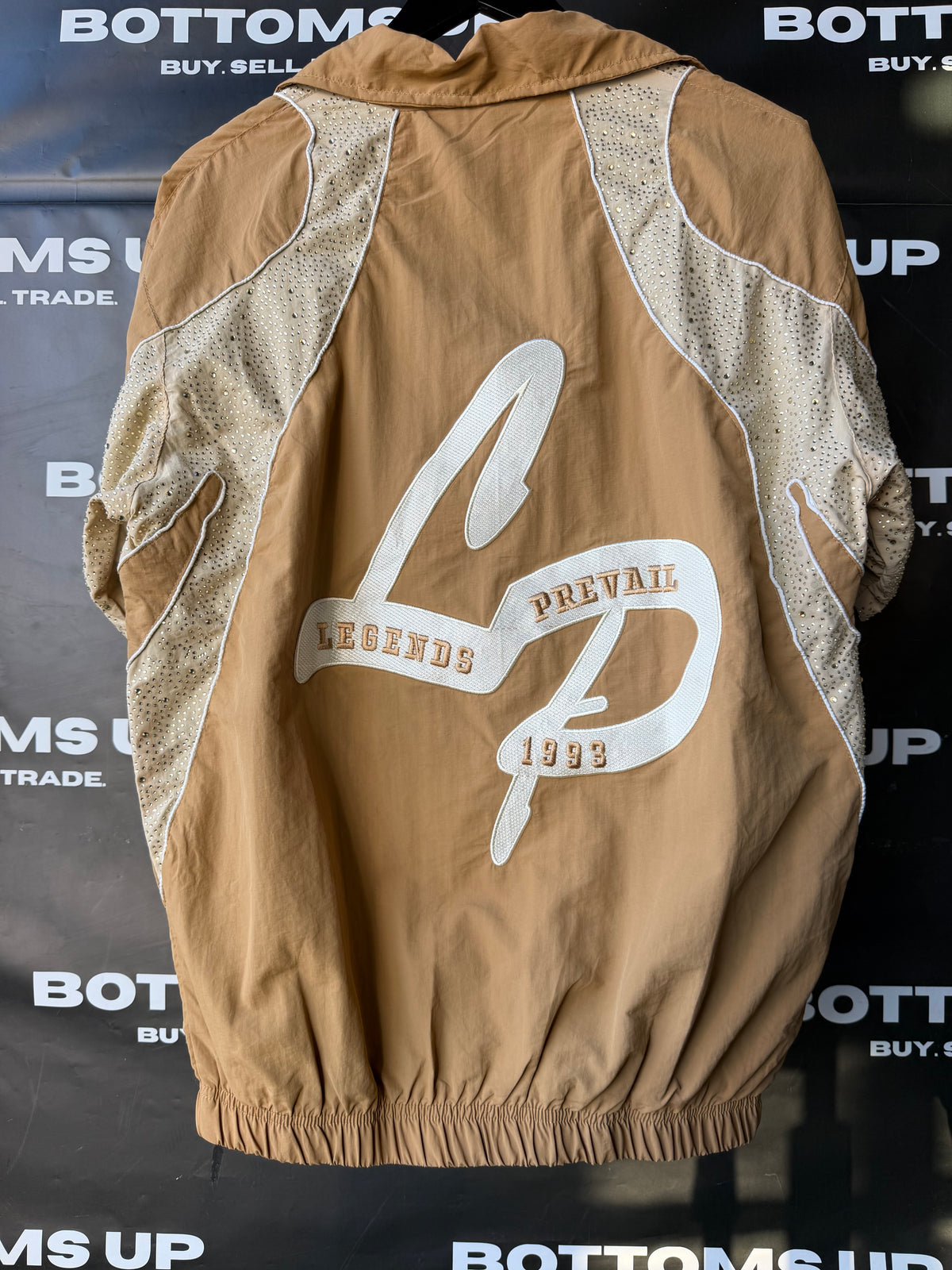 Legends Prevail Short Sleeve Windbreaker Set In Tan In Rhinestone