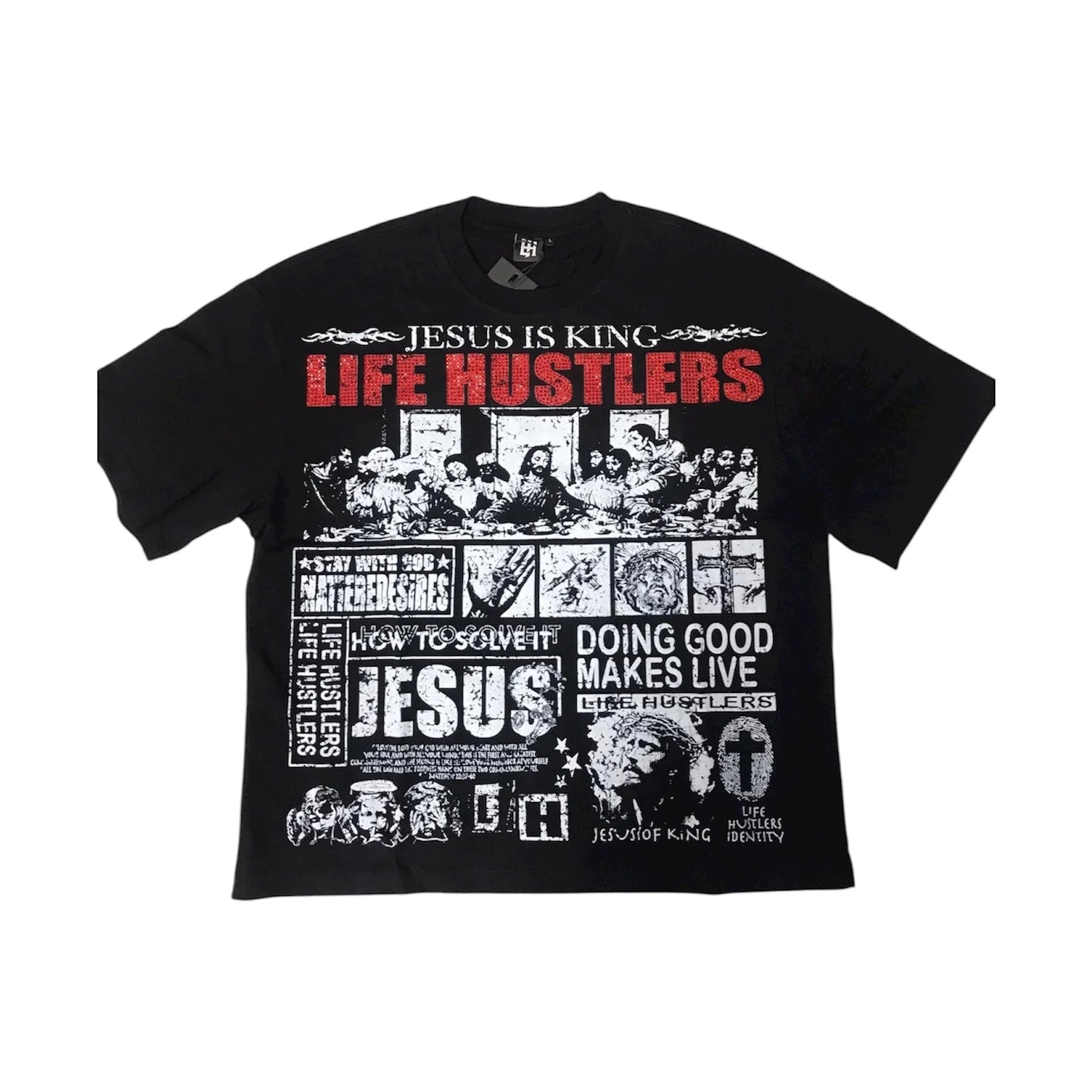 Life Hustlers Brand Jesus is King Black T Shirt