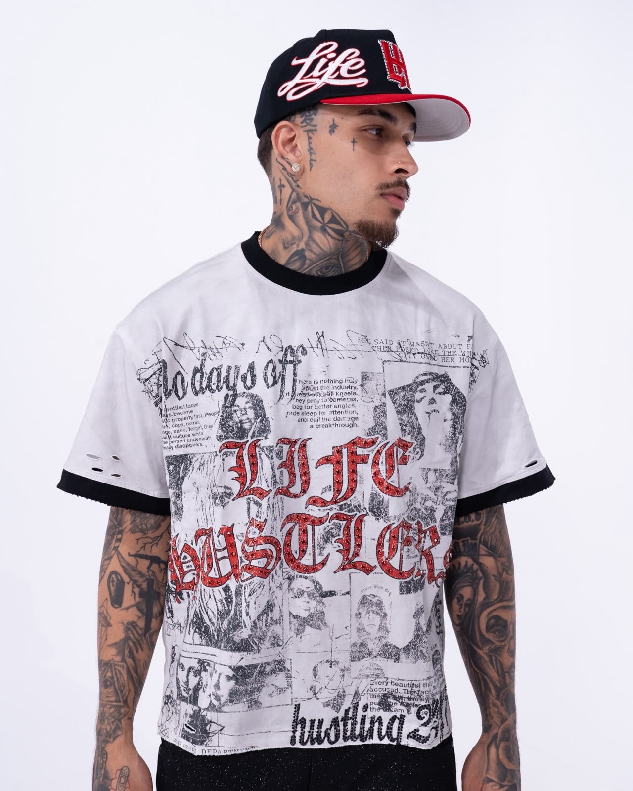 Life Hustlers Brand No Days Off T-Shirt In White
