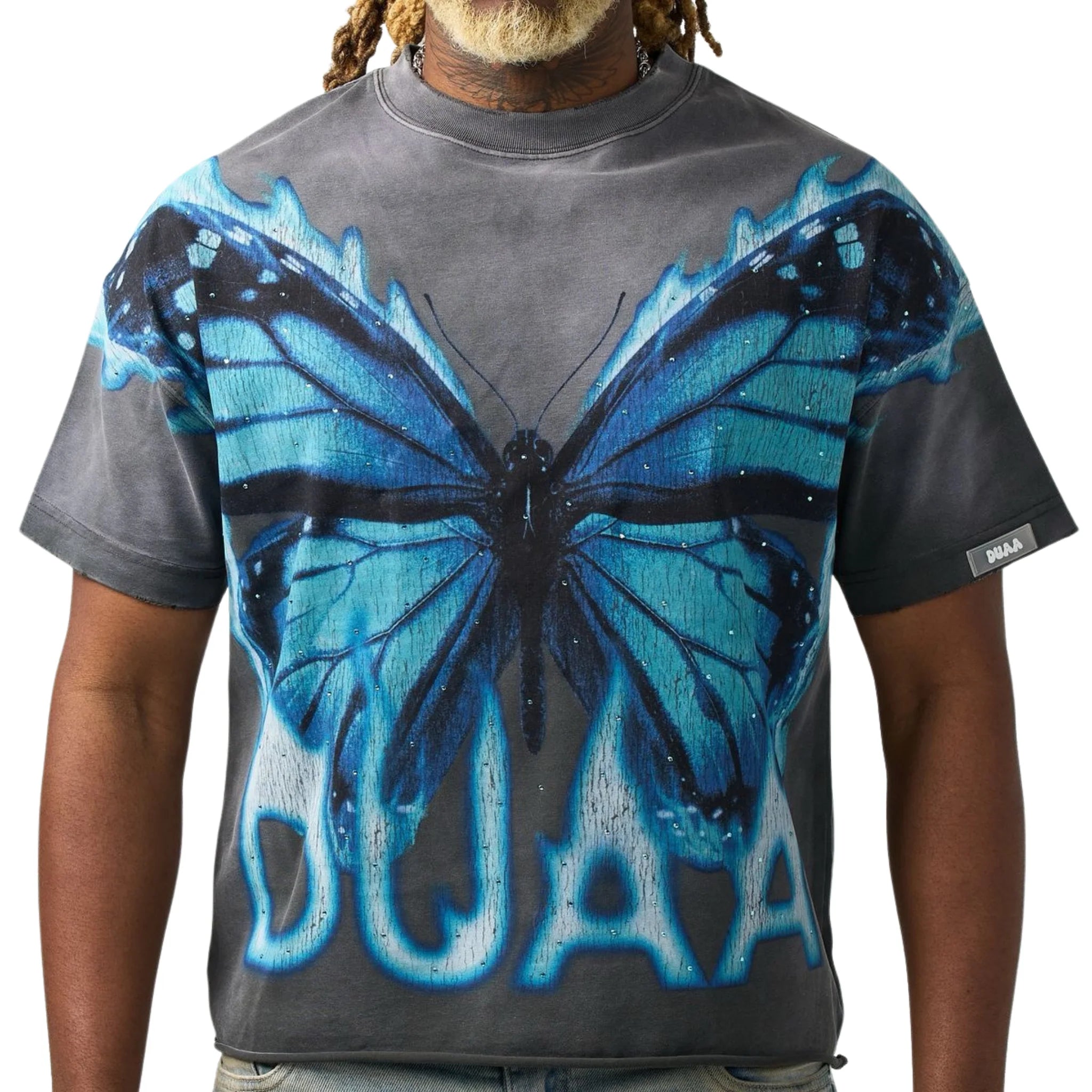 DUAA Butterfly Short Sleeve T-Shirt In Black Wash