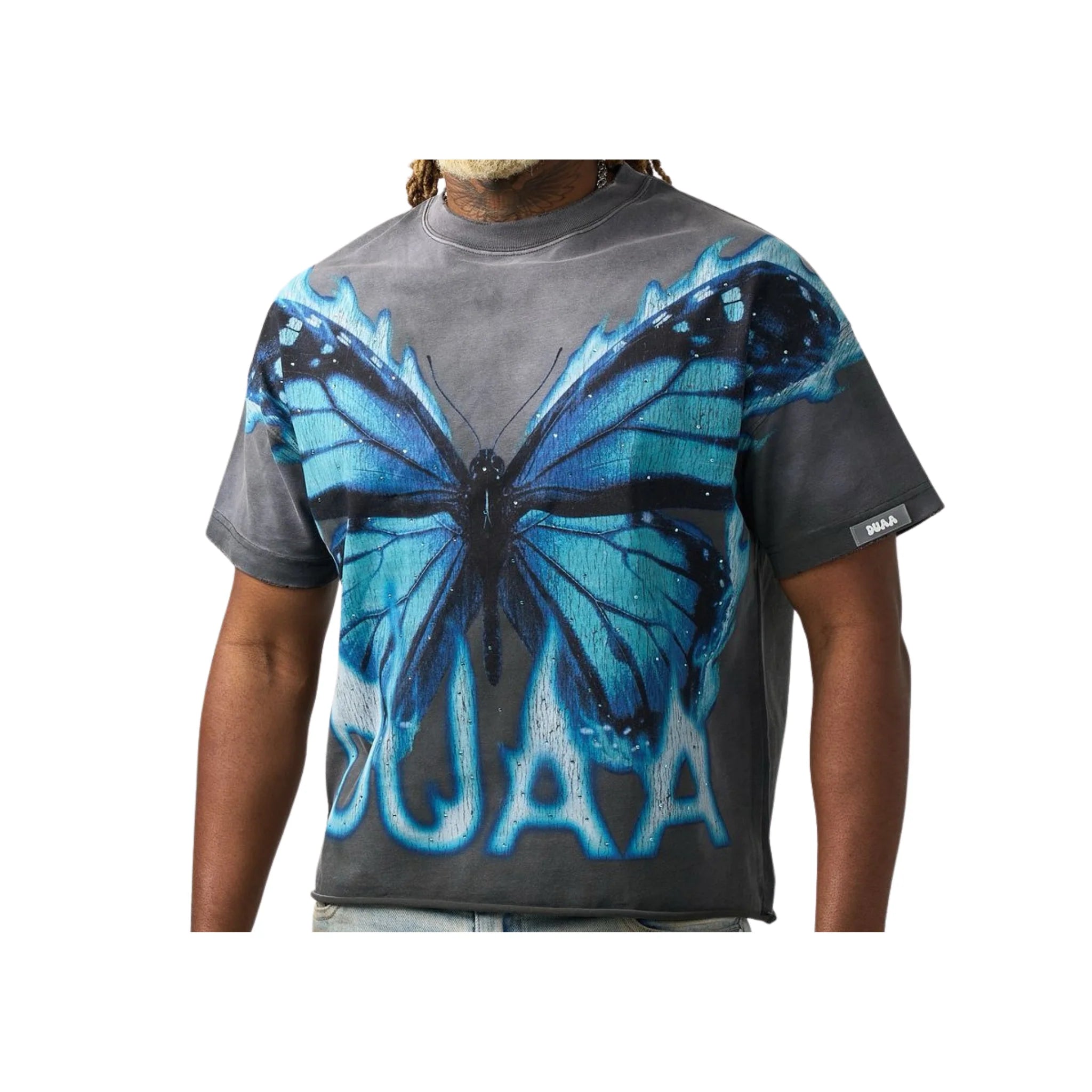 DUAA Butterfly Short Sleeve T-Shirt In Black Wash