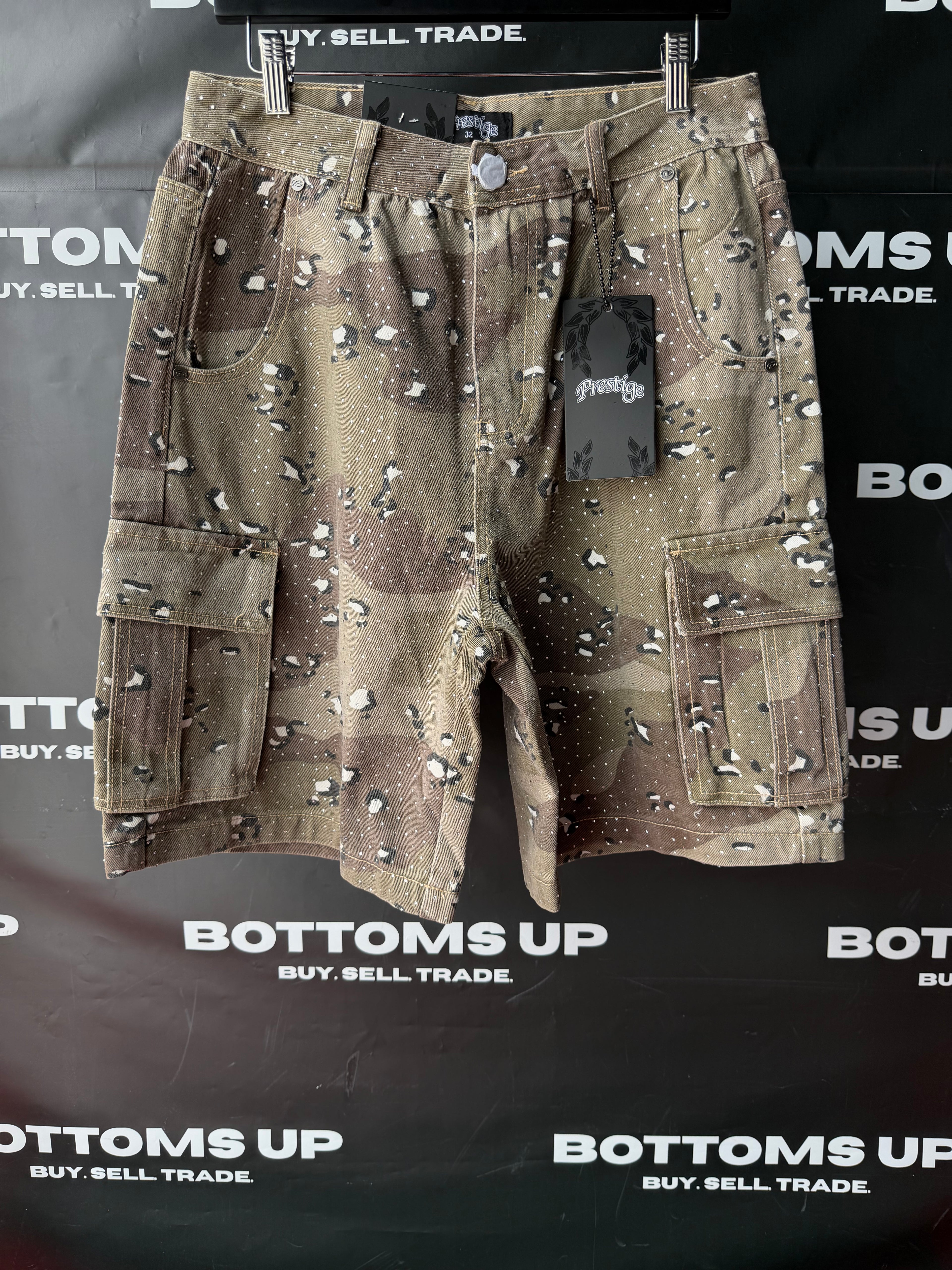 Prestige Camo Rhinestone Cargo Shorts