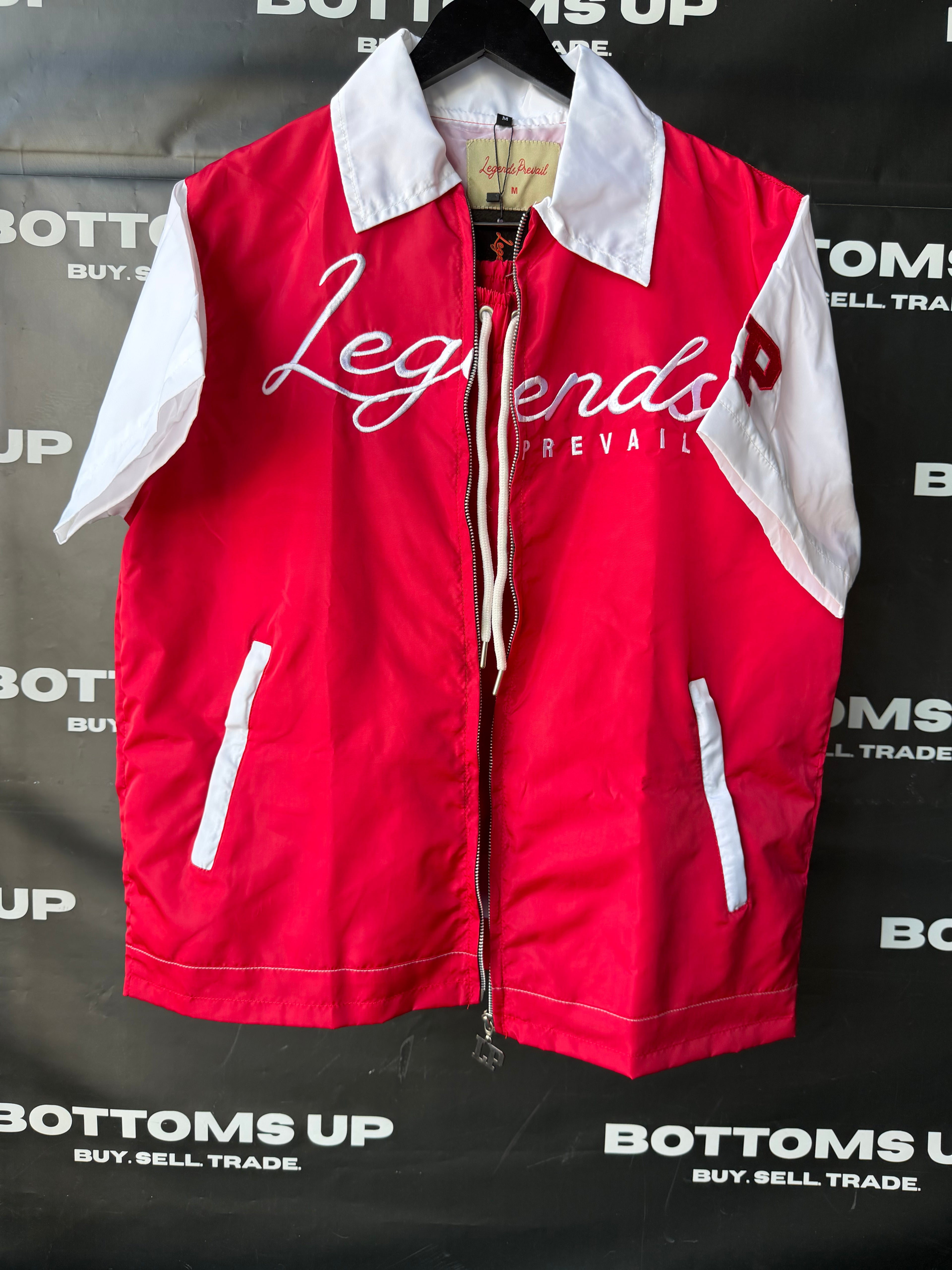 Legends Prevail Short Sleeve Windbreaker Set in Red and White