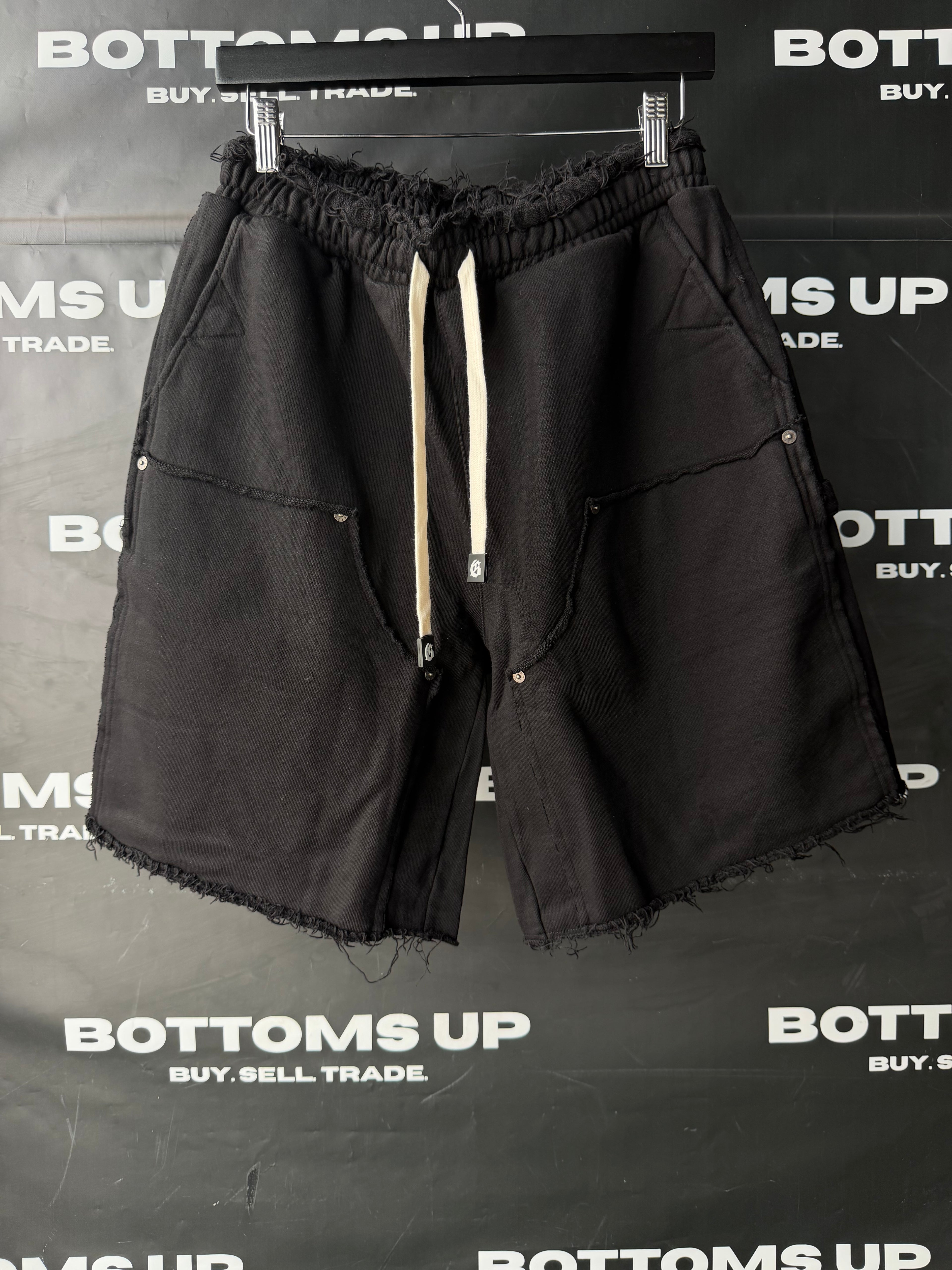 Godspeed Distressed Carpenter Shorts In Flat Black