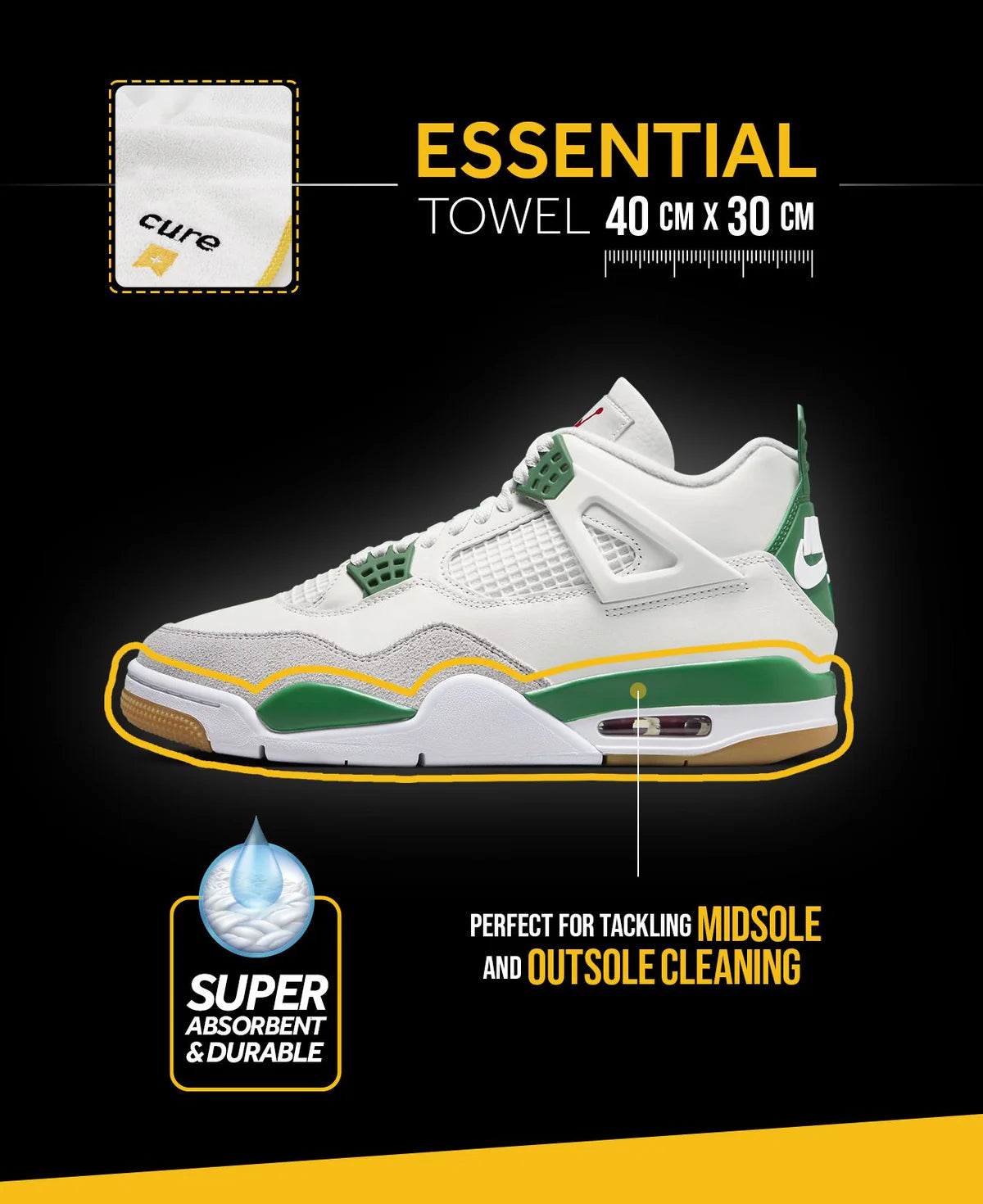 Crep Protect Shoe Cleaner Microfibre Towels: Premium Sneaker Cleaning for Midsole, Outsole, and Uppers - 2 Sizes in Pack