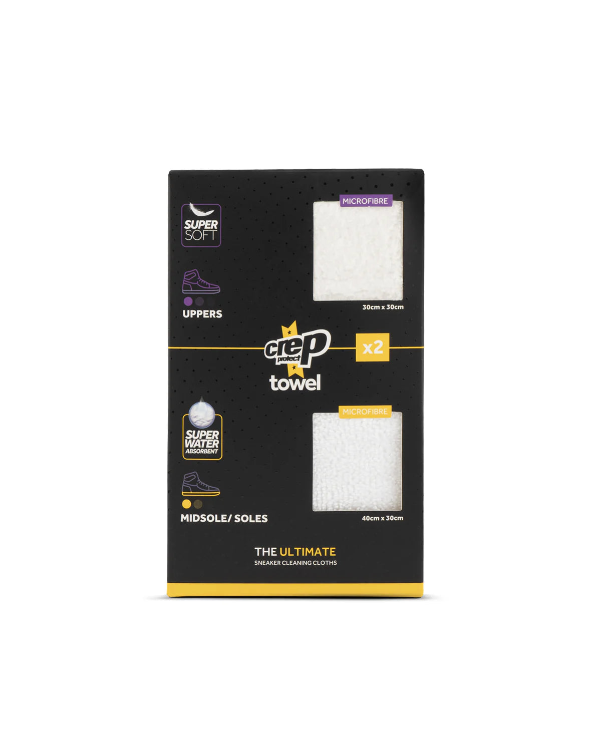 Crep Protect Shoe Cleaner Microfibre Towels: Premium Sneaker Cleaning for Midsole, Outsole, and Uppers - 2 Sizes in Pack
