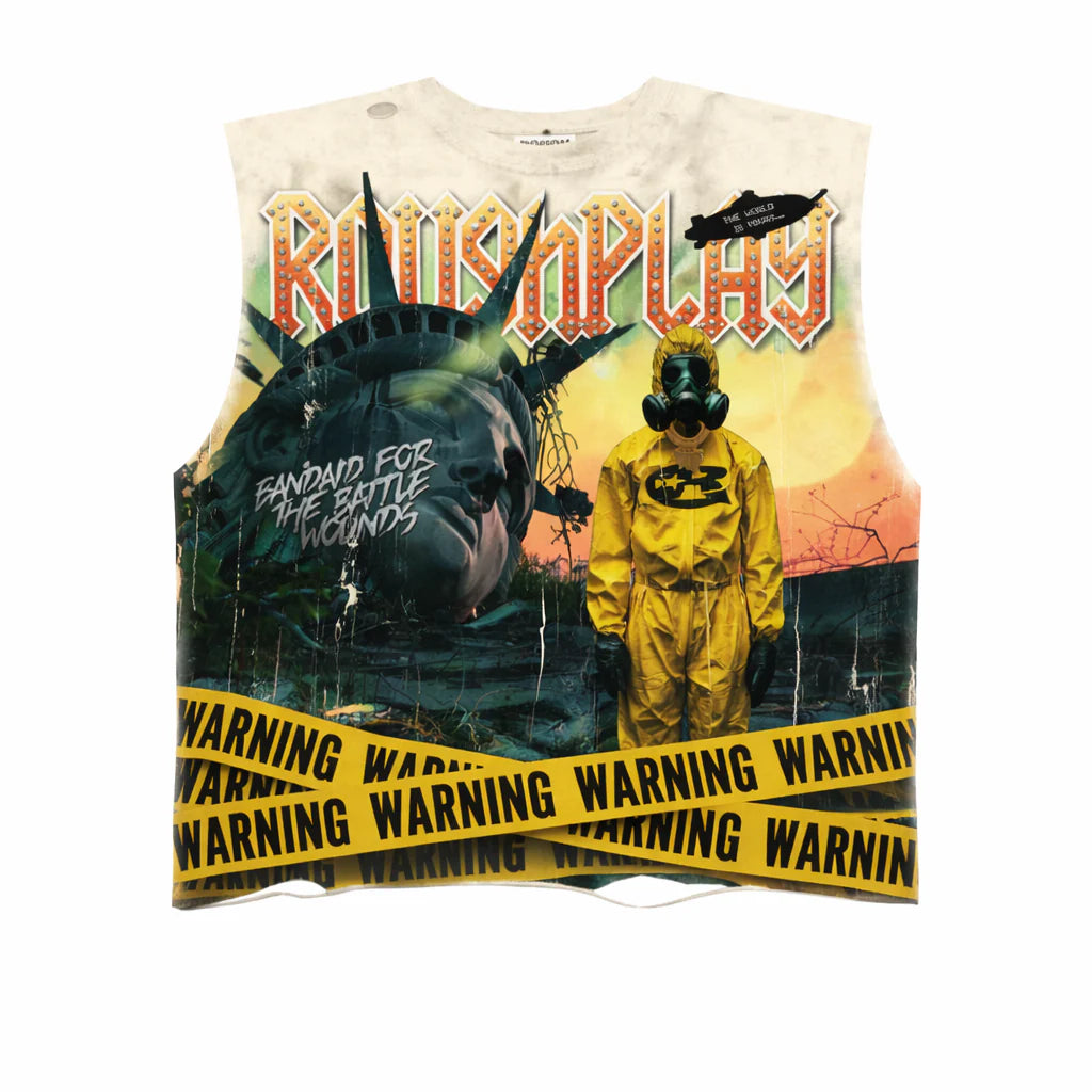 RoughPlay Warning Sleeveless Tank Top Shirt Bone