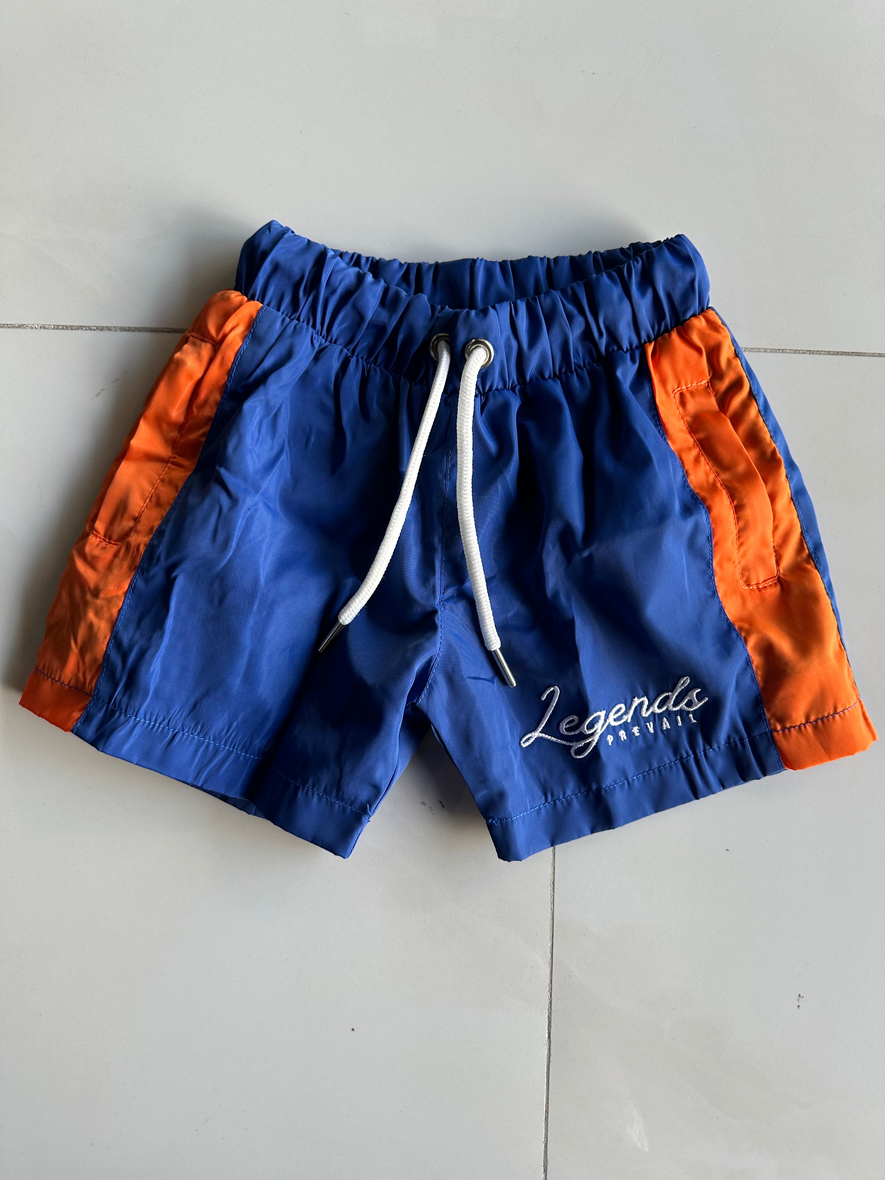 Legends Prevail Kids Short Sleeve Windbreaker Set In Orange/Blue