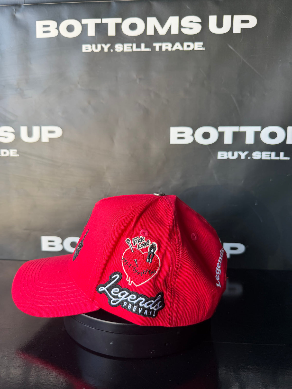 Legends Prevail F Love Snapback Hat in Red