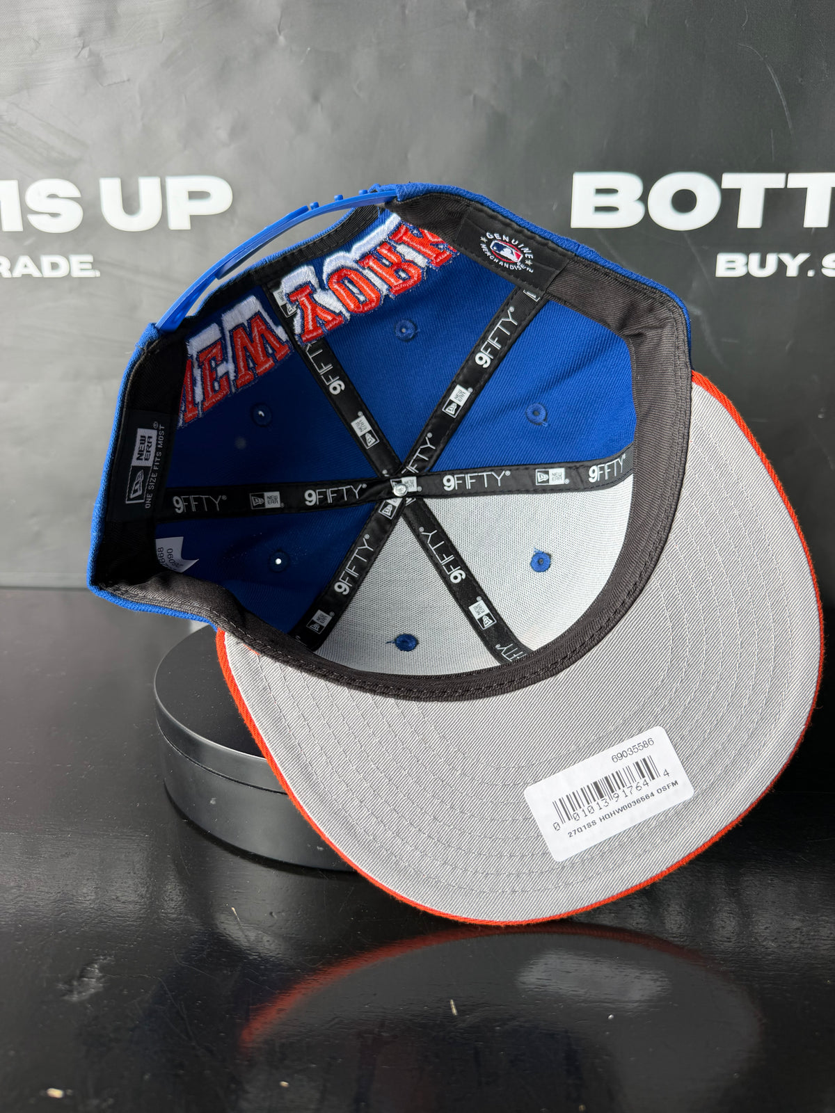 New York Mets New Era 9FIFTY Embroided Snapback Hat In Royal Blue / Orange