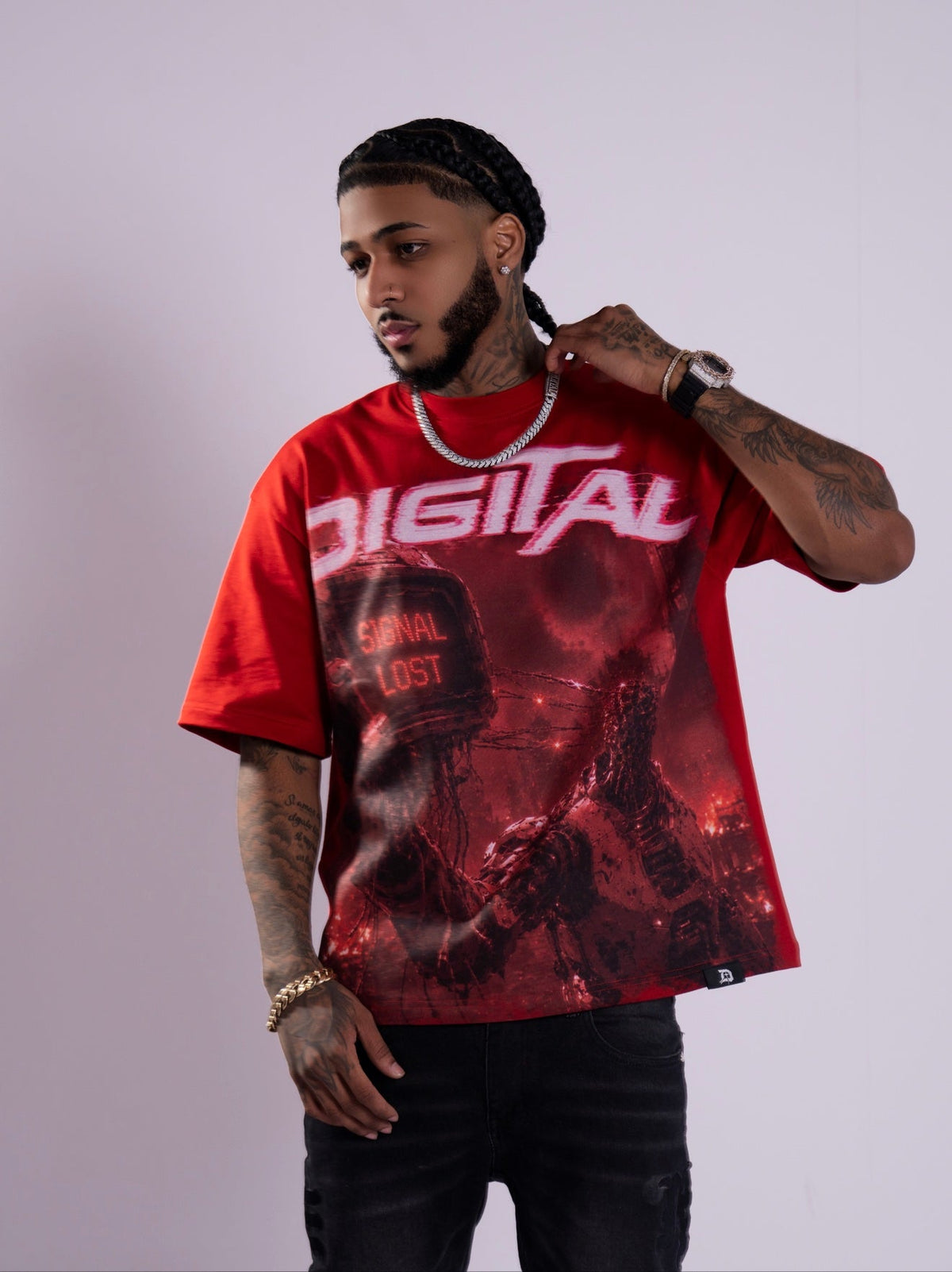 Digital Self Damage T-Shirt In Red