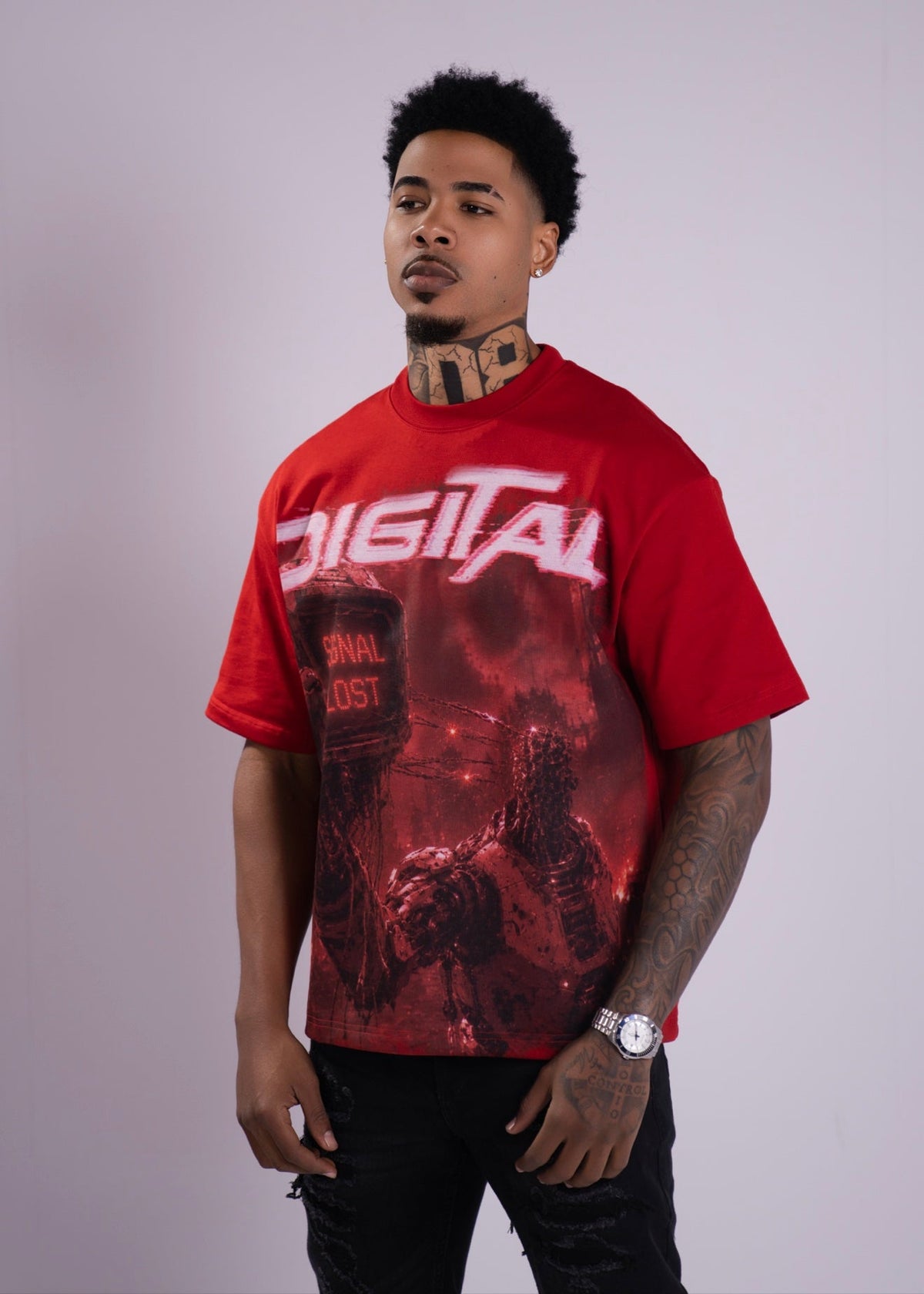 Digital Self Damage T-Shirt In Red