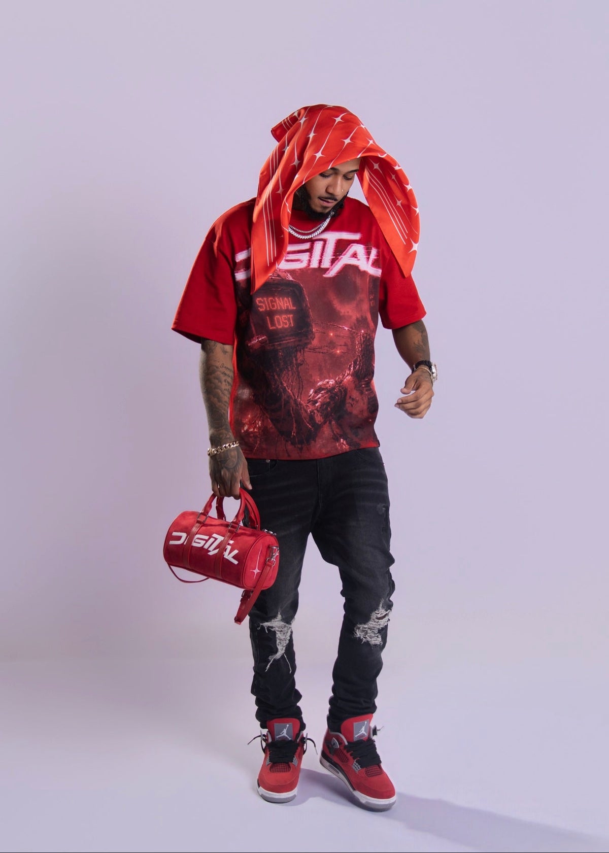Digital Self Damage T-Shirt In Red