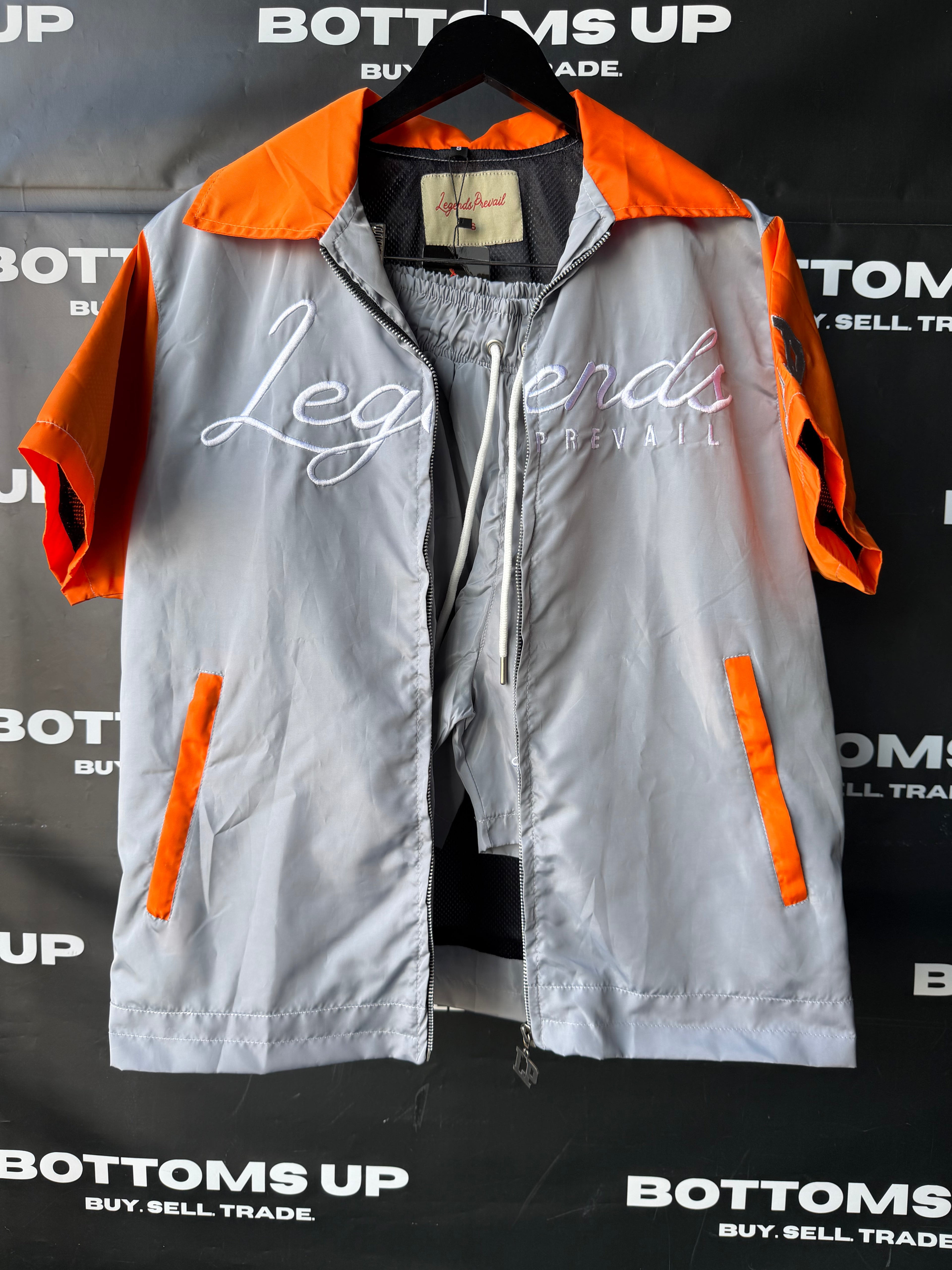 Legends Prevail Short Sleeve Windbreaker Set in Grey and Orange