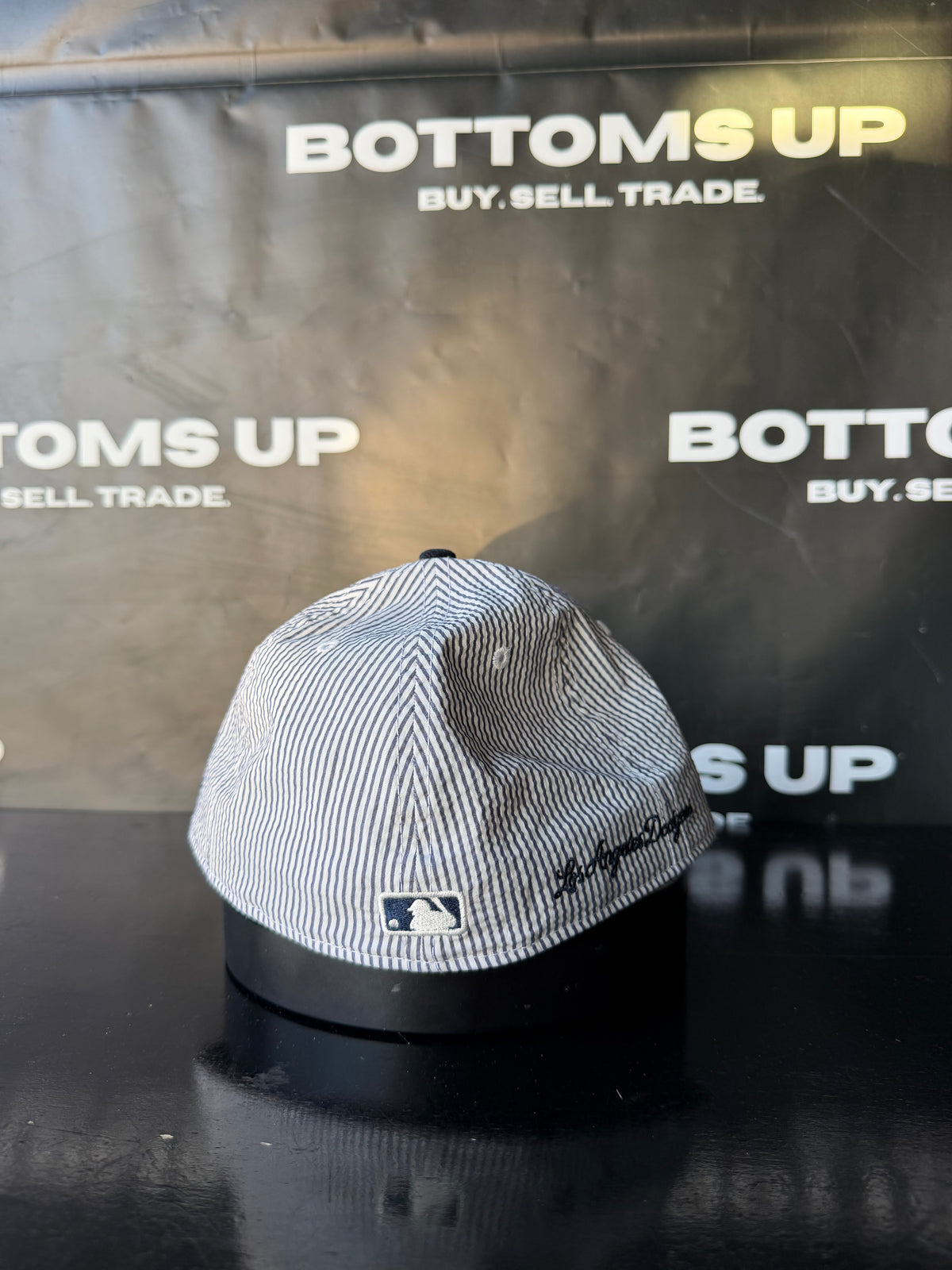 New Era LA Dodgers Seersucker Pinstripe 59FIFTY Low Profile Fitted Hat - Blue & White