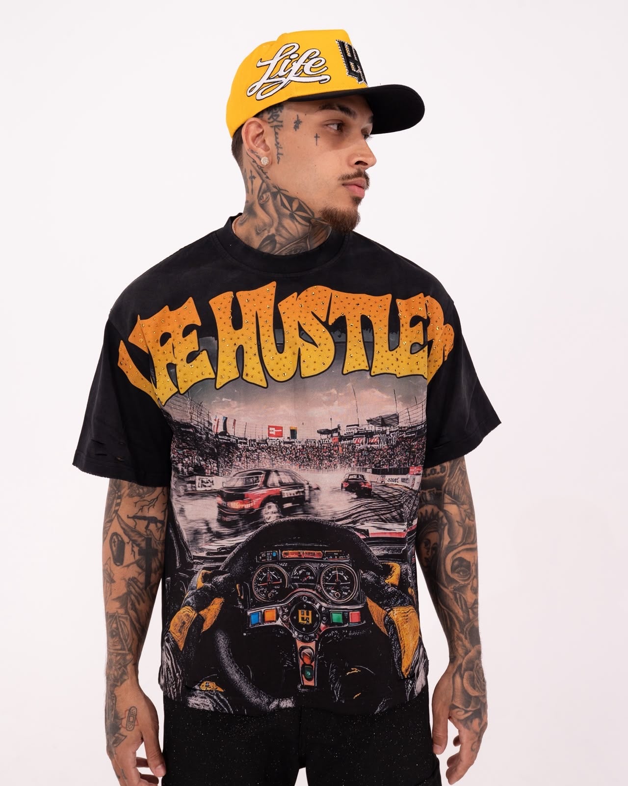Life Hustlers Racing T-Shirt In Black