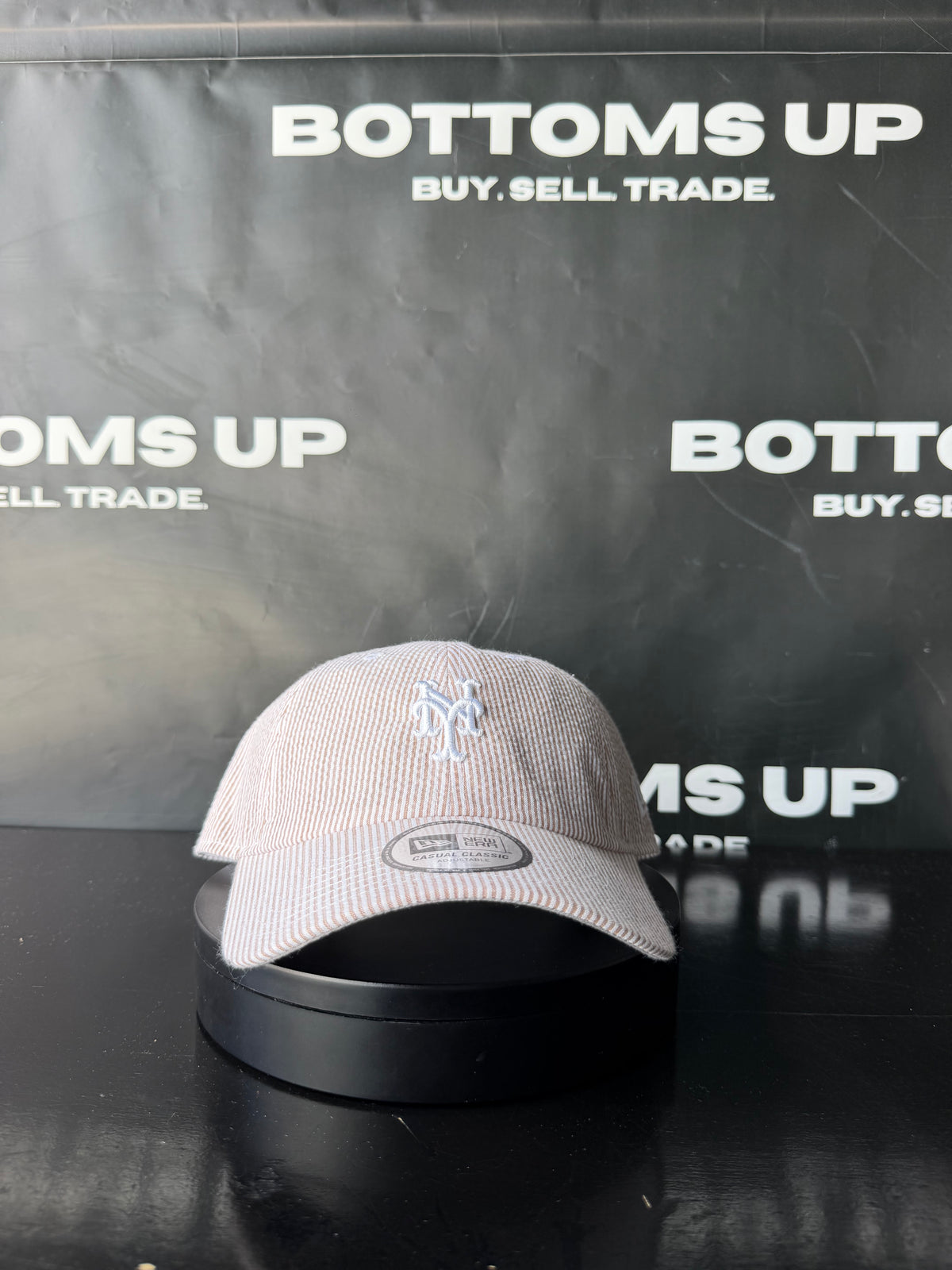 New York Mets New Era Seersucker Pinstripe Strapback Hat In Stone