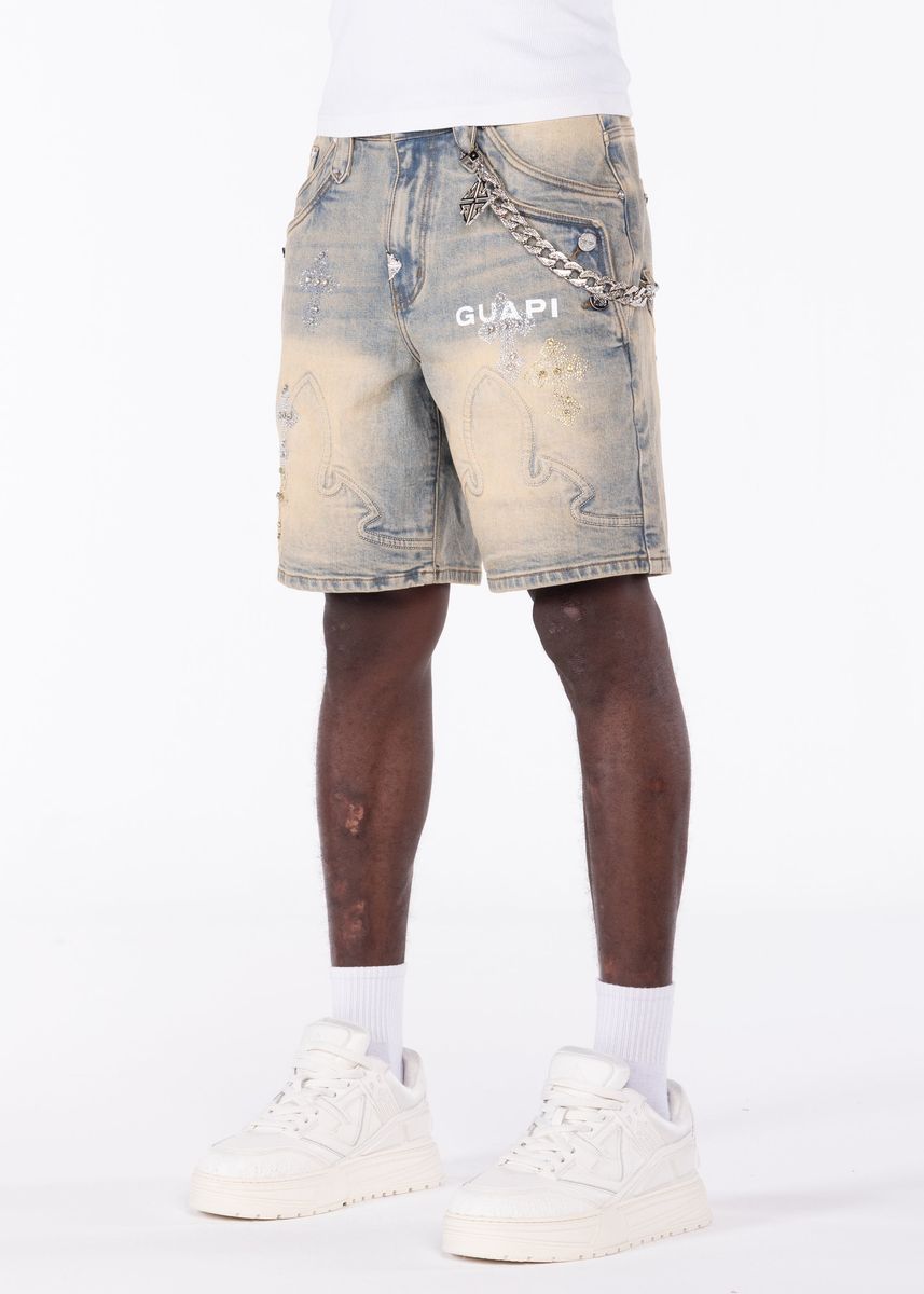 Guapi Faded Cross Denim Shorts