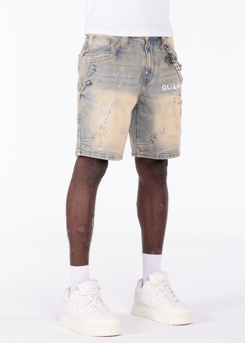 Guapi Faded Cross Denim Shorts