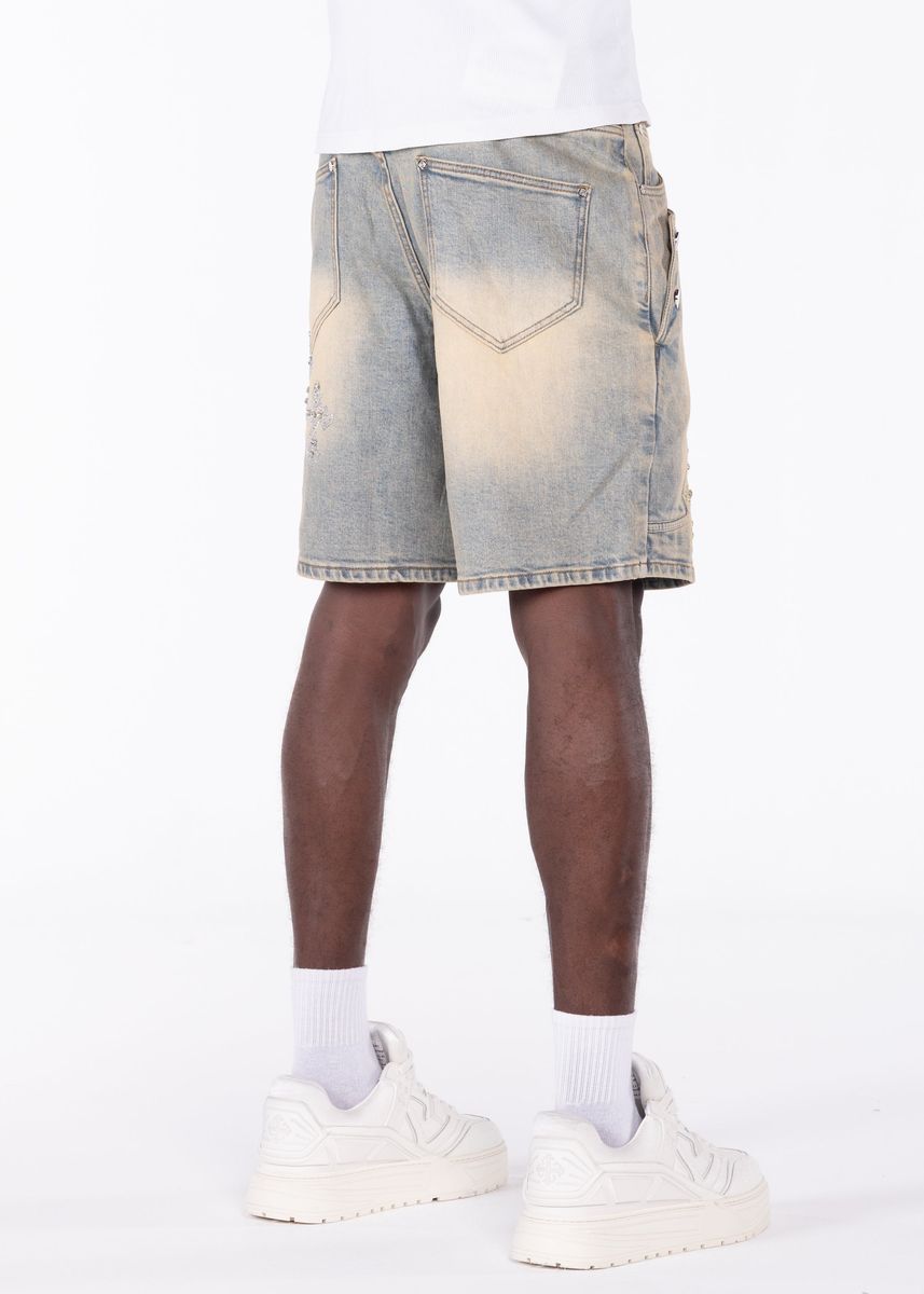 Guapi Faded Cross Denim Shorts