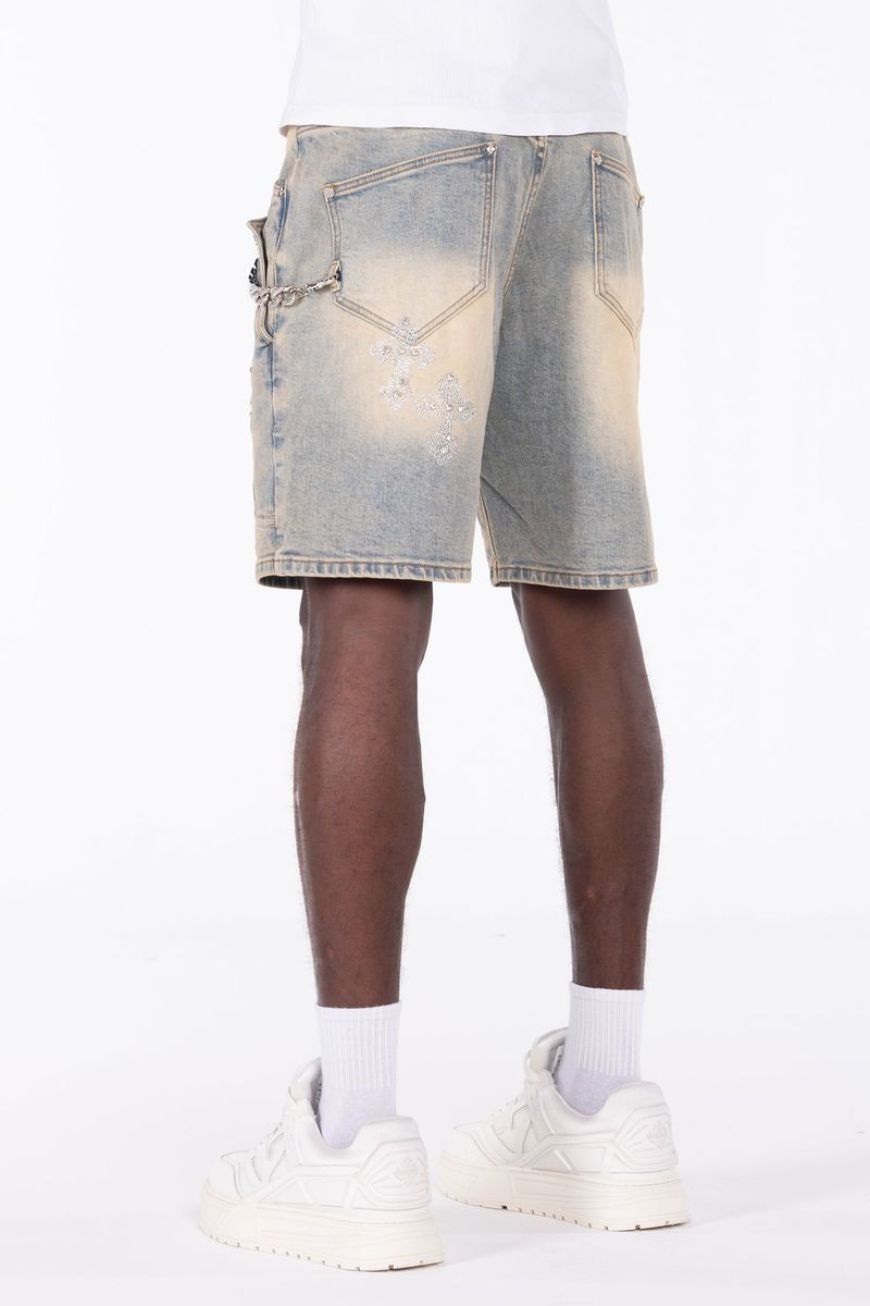 Guapi Faded Cross Denim Shorts