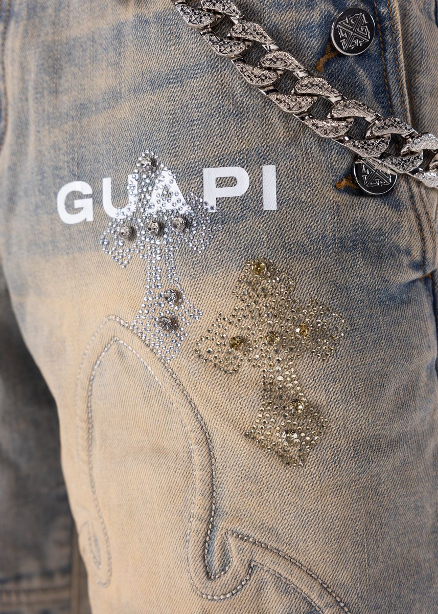 Guapi Faded Cross Denim Shorts