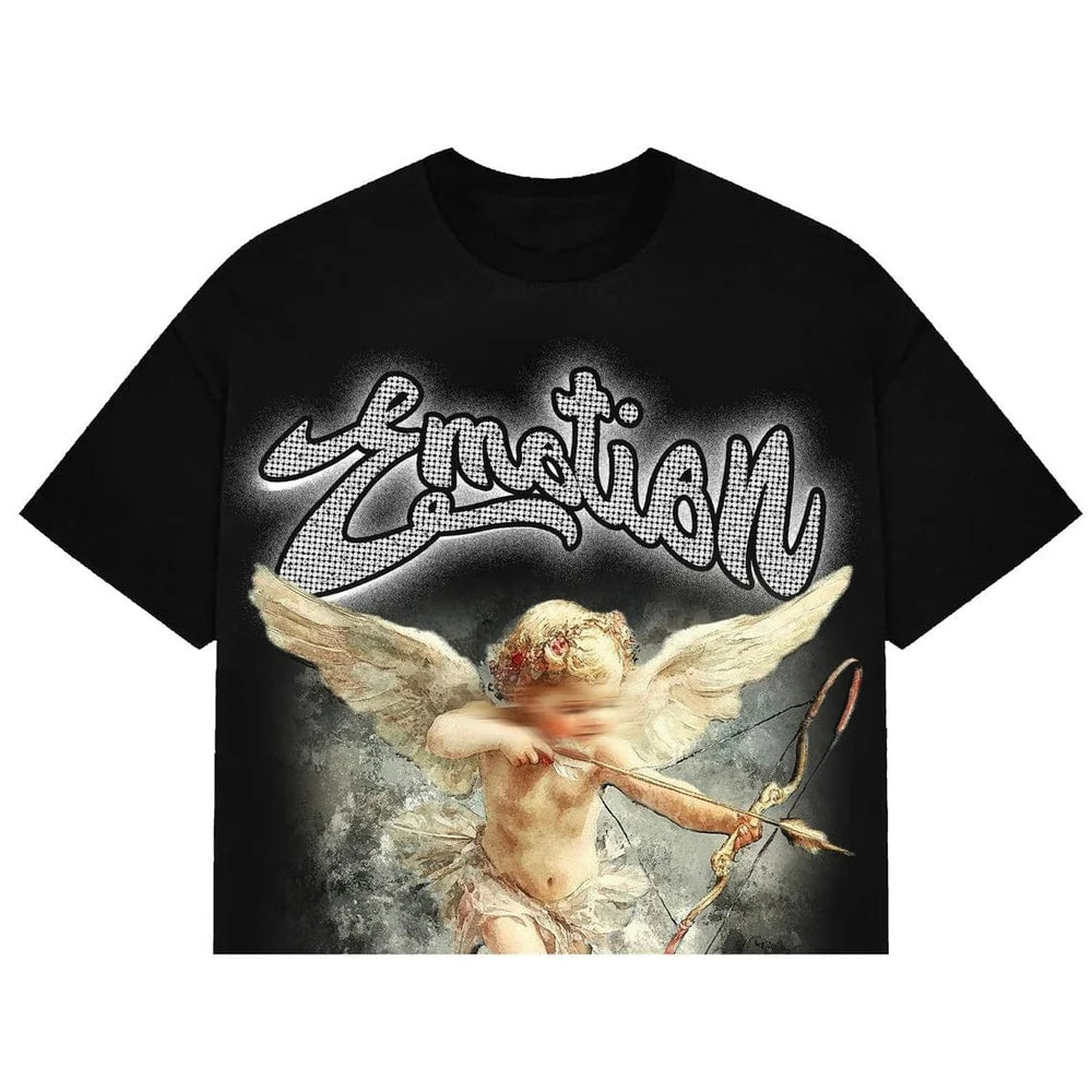 Mixed Emotion “Rhinestone” Cropped Tee Black