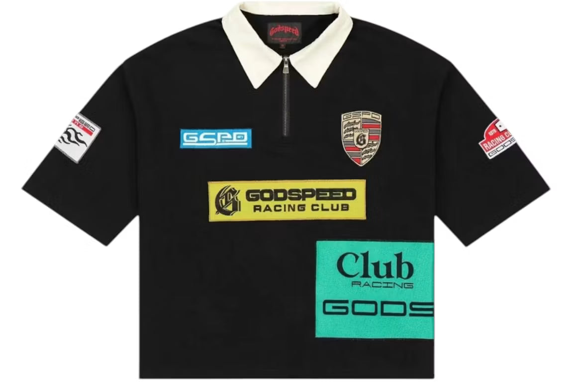 Godspeed GRC Quarter Zip Short Sleeve Polo In Black