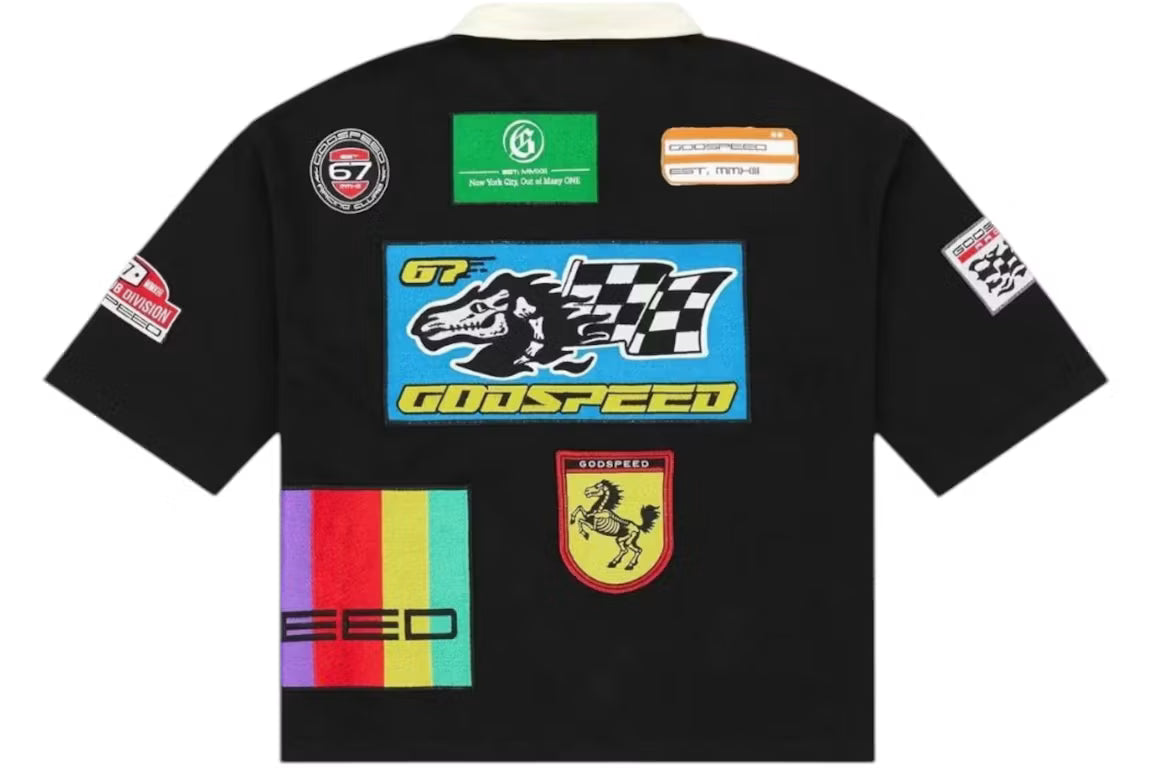 Godspeed GRC Quarter Zip Short Sleeve Polo In Black