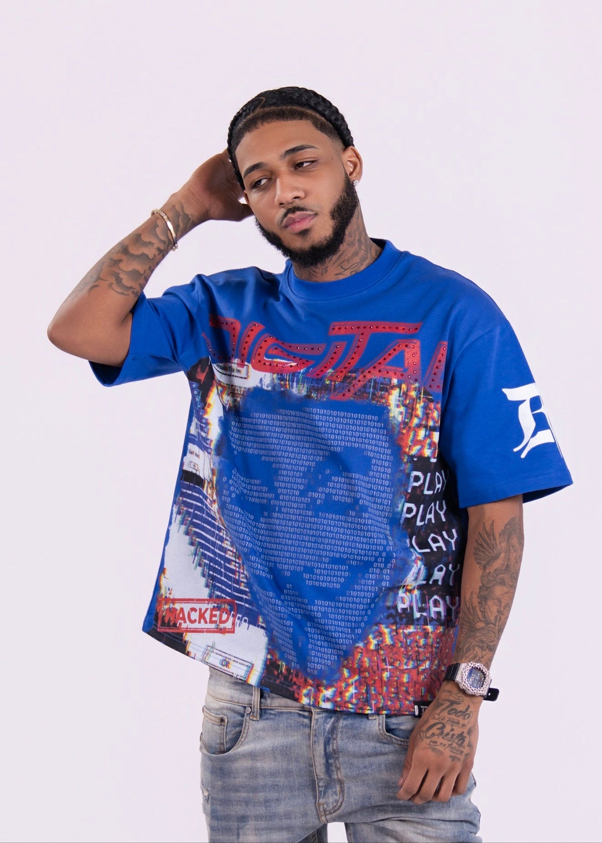 Digital Hacked T-Shirt In Blue