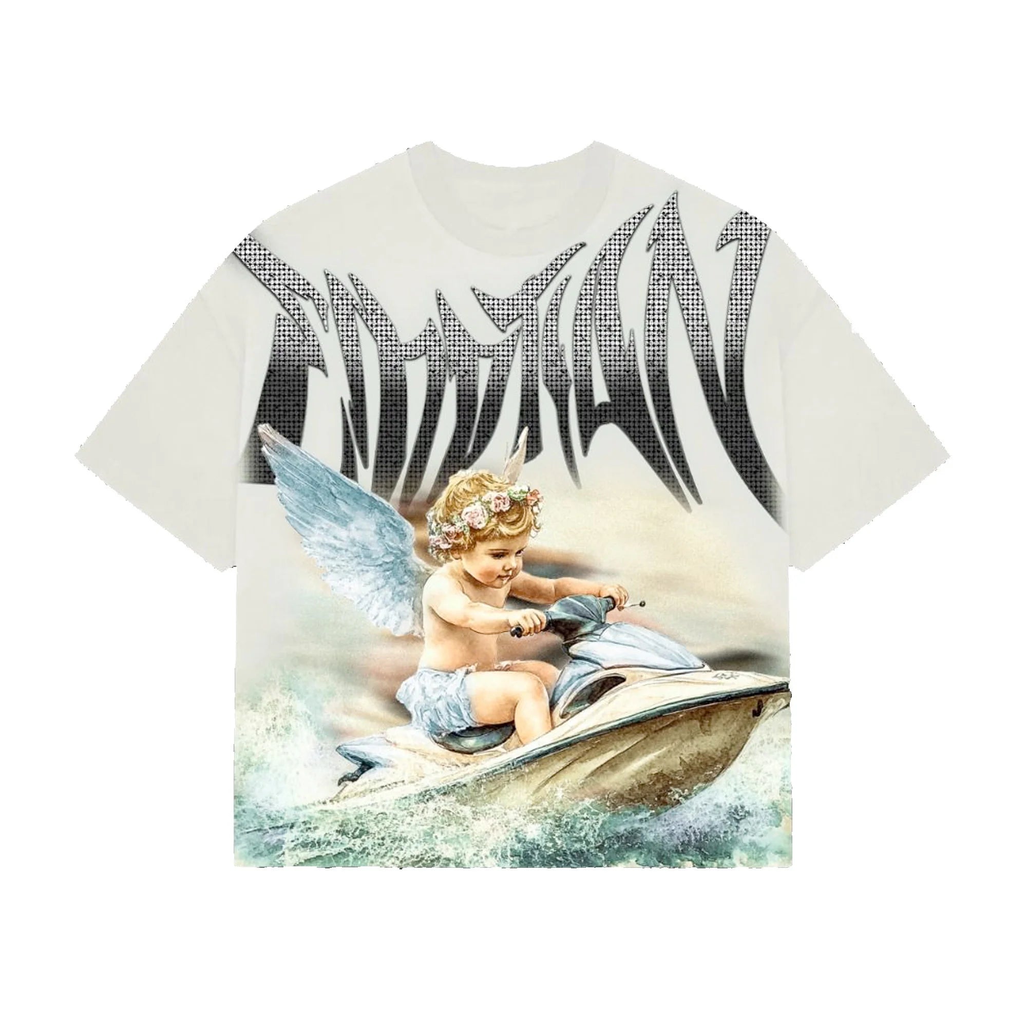 Mixed Emotion Cream Jetski Rhinestone T Shirt
