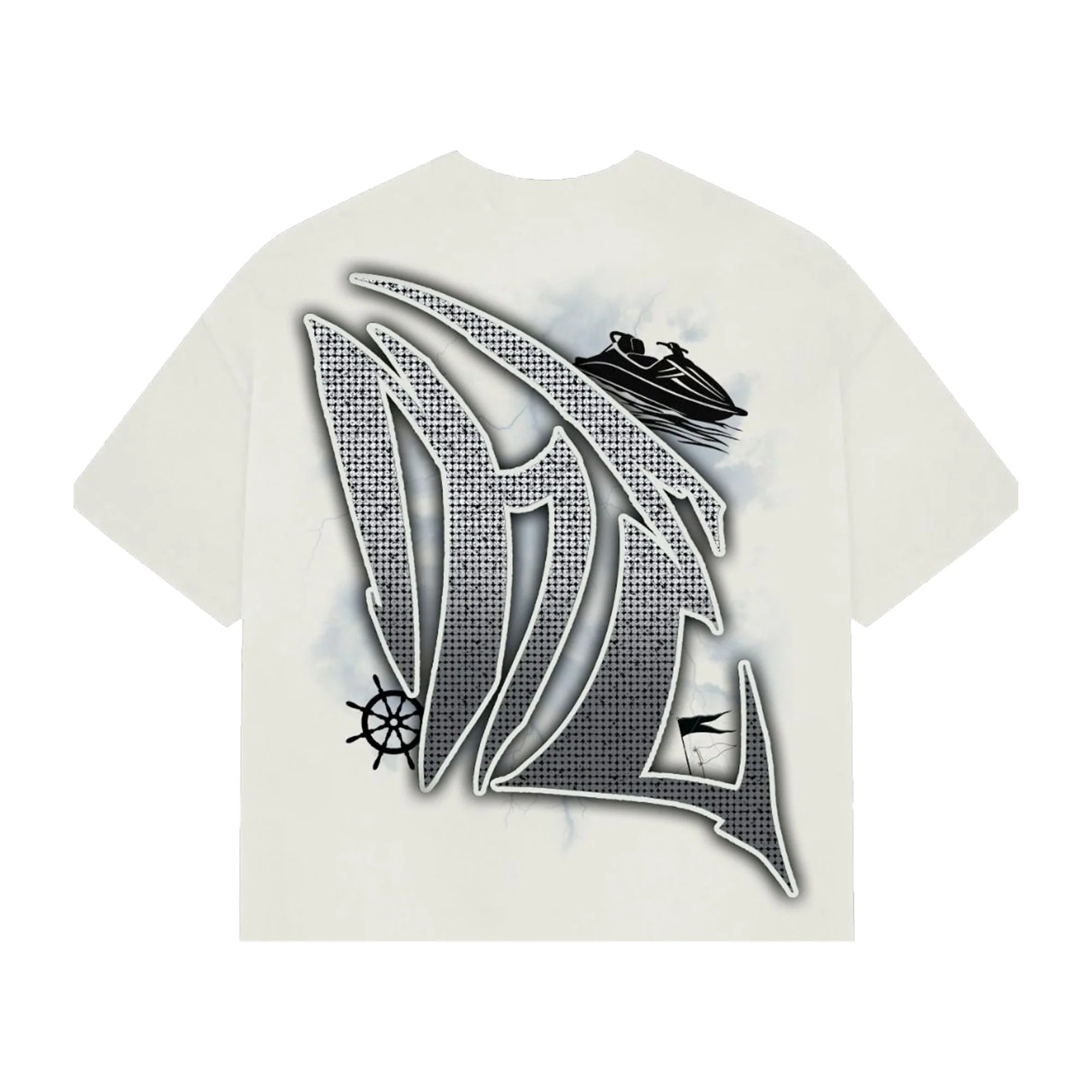 Mixed Emotion Cream Jetski Rhinestone T Shirt