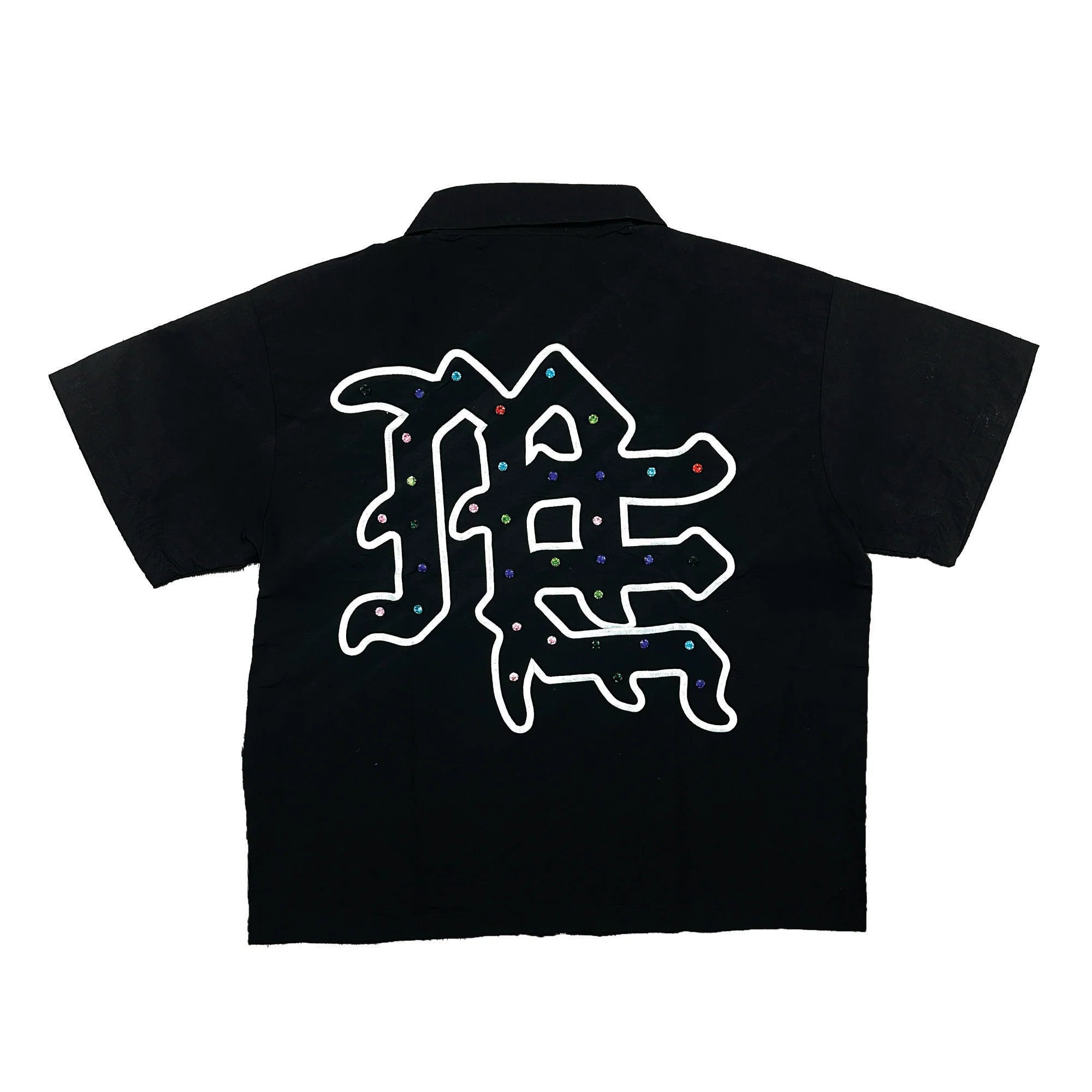 Mixed Emotion Black Rhinestone Zip Up Shirt