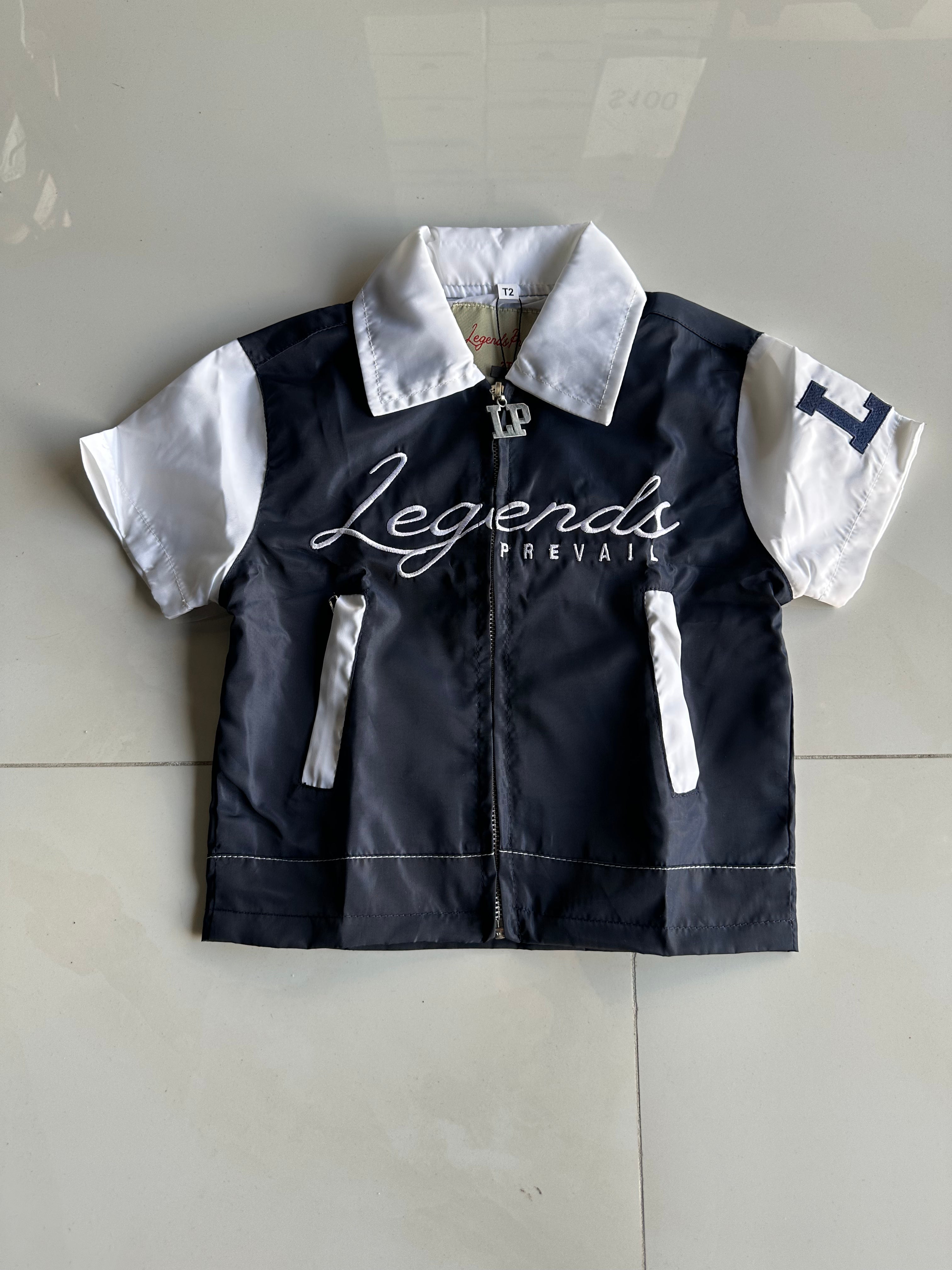 Legends Prevail Kids Short Sleeve Windbreaker Set In Navy/White