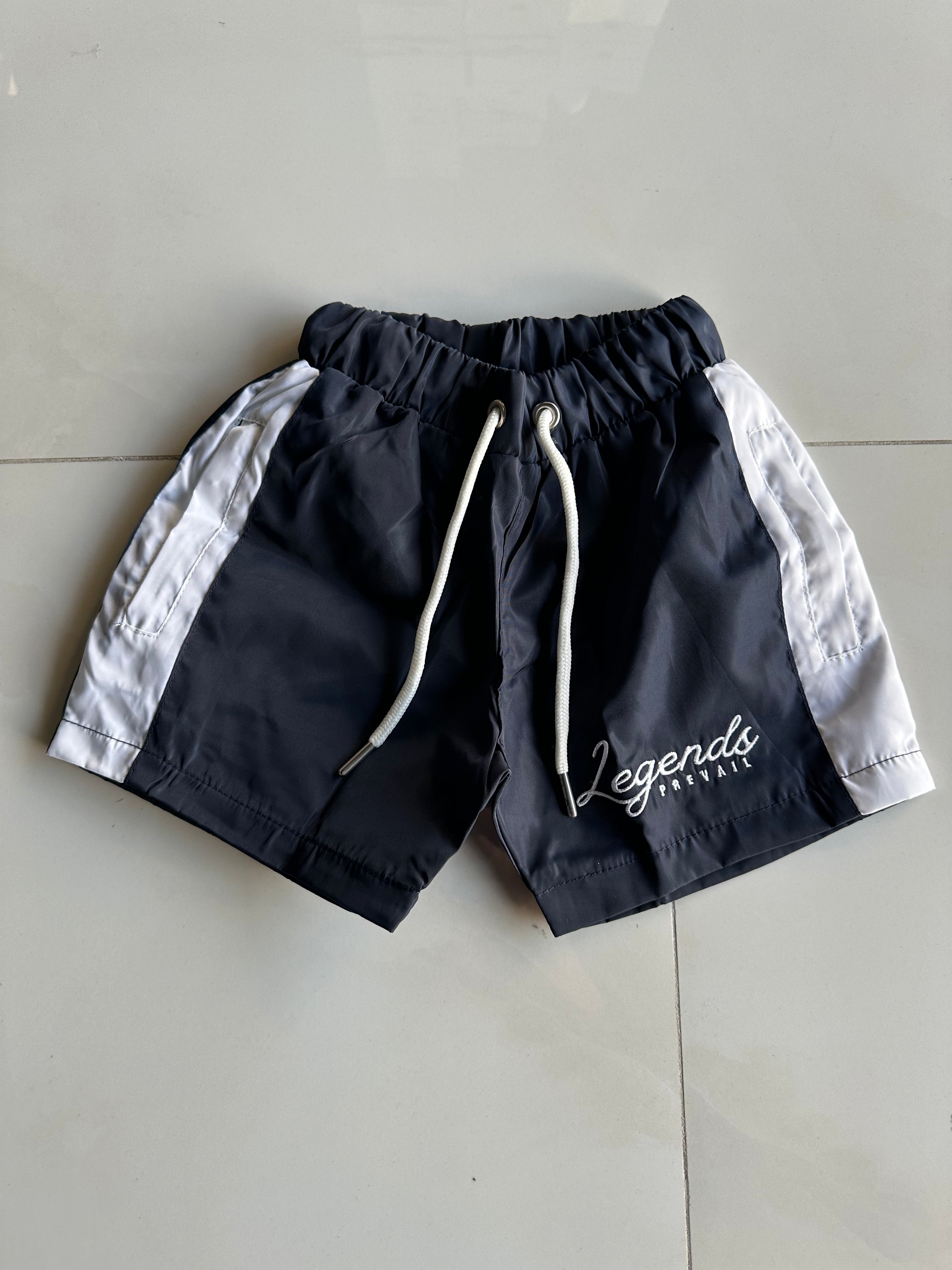 Legends Prevail Kids Short Sleeve Windbreaker Set In Navy/White