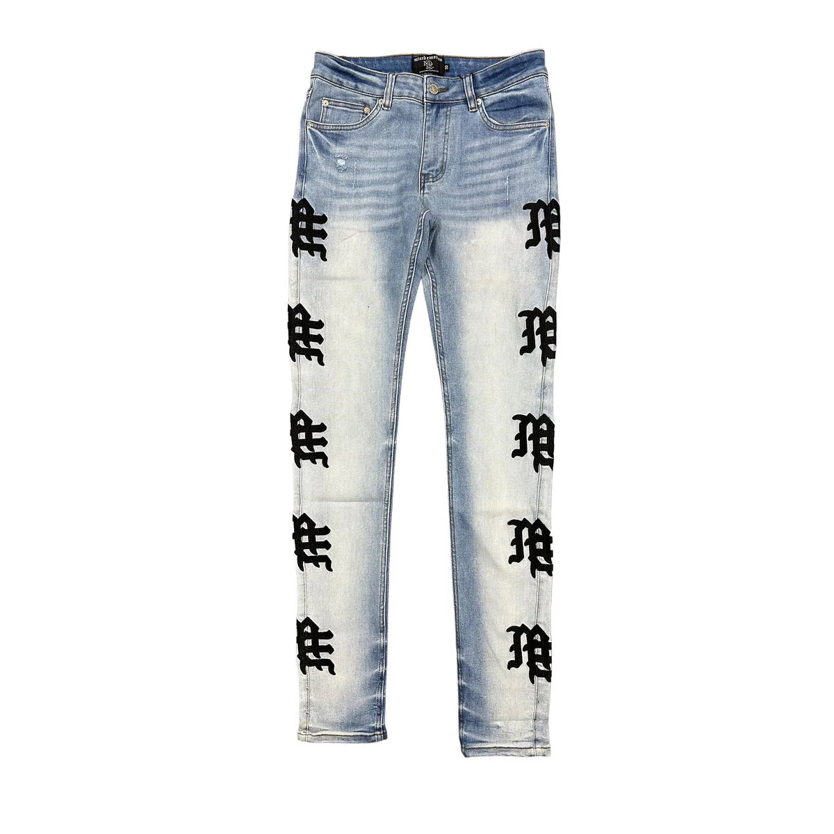 Mixed Emotion Monogram Light Blue Denim Wash Jean
