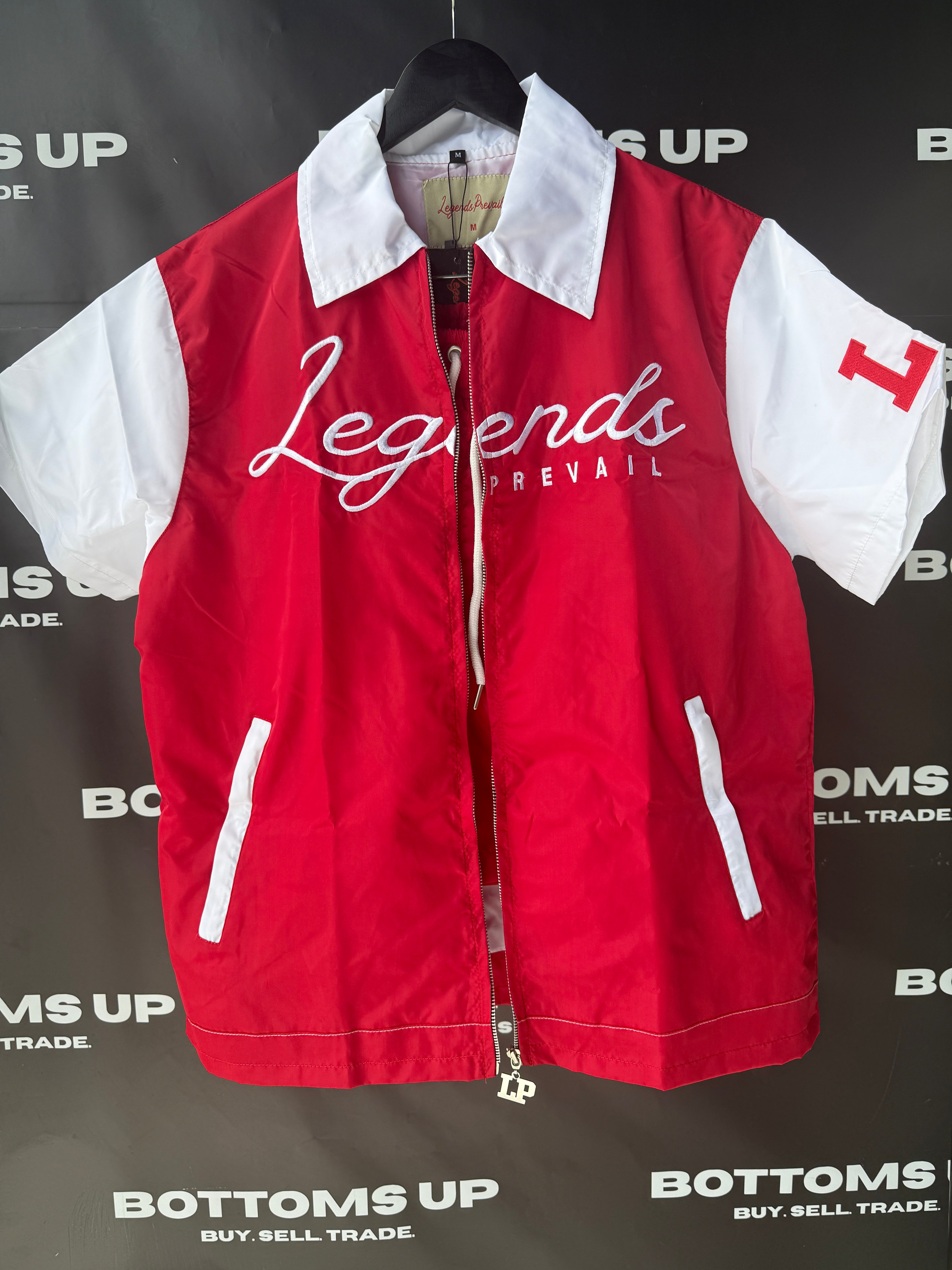 Legends Prevail Short Sleeve Windbreaker Set in Red and White