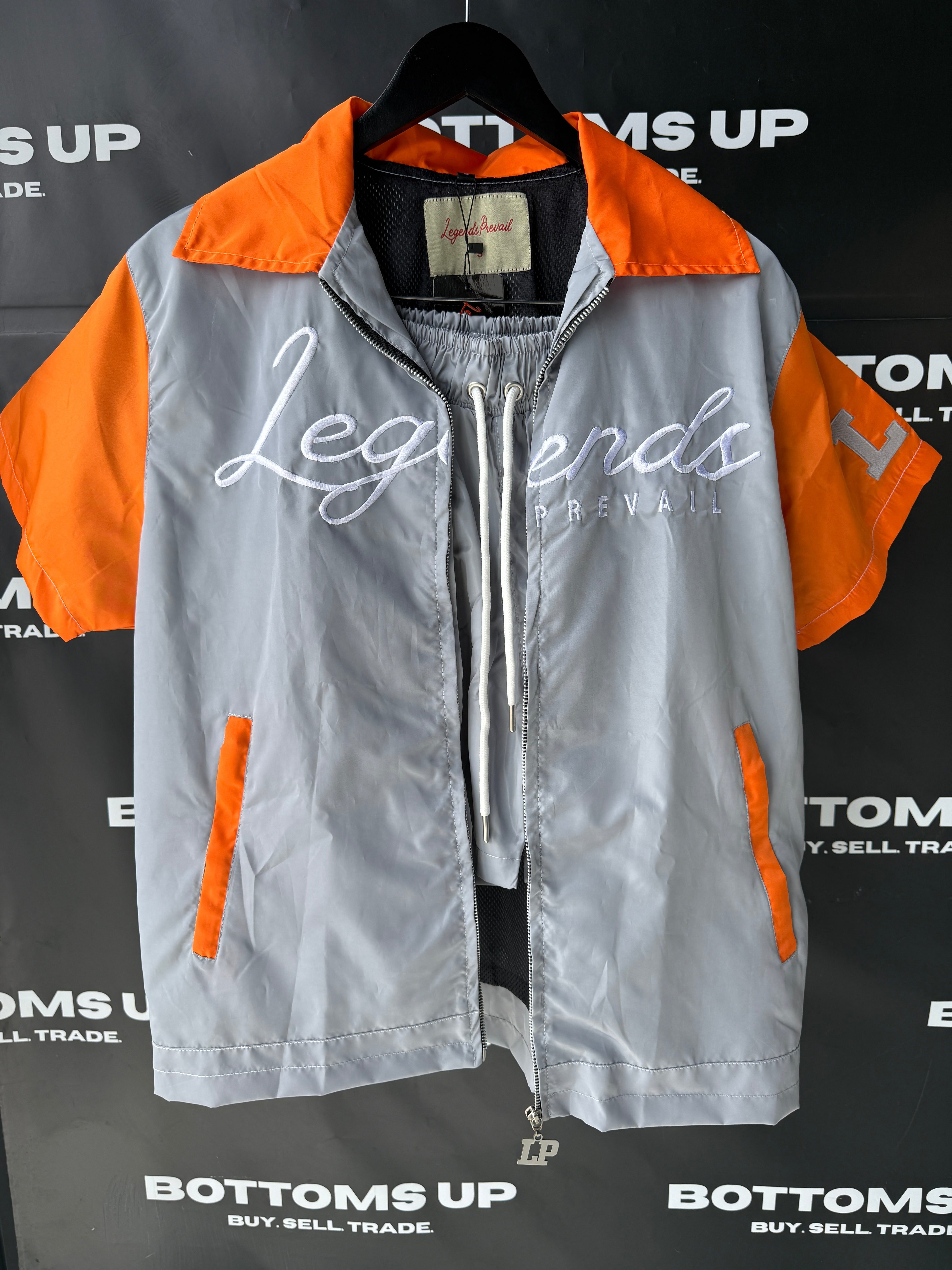 Legends Prevail Short Sleeve Windbreaker Set in Grey and Orange