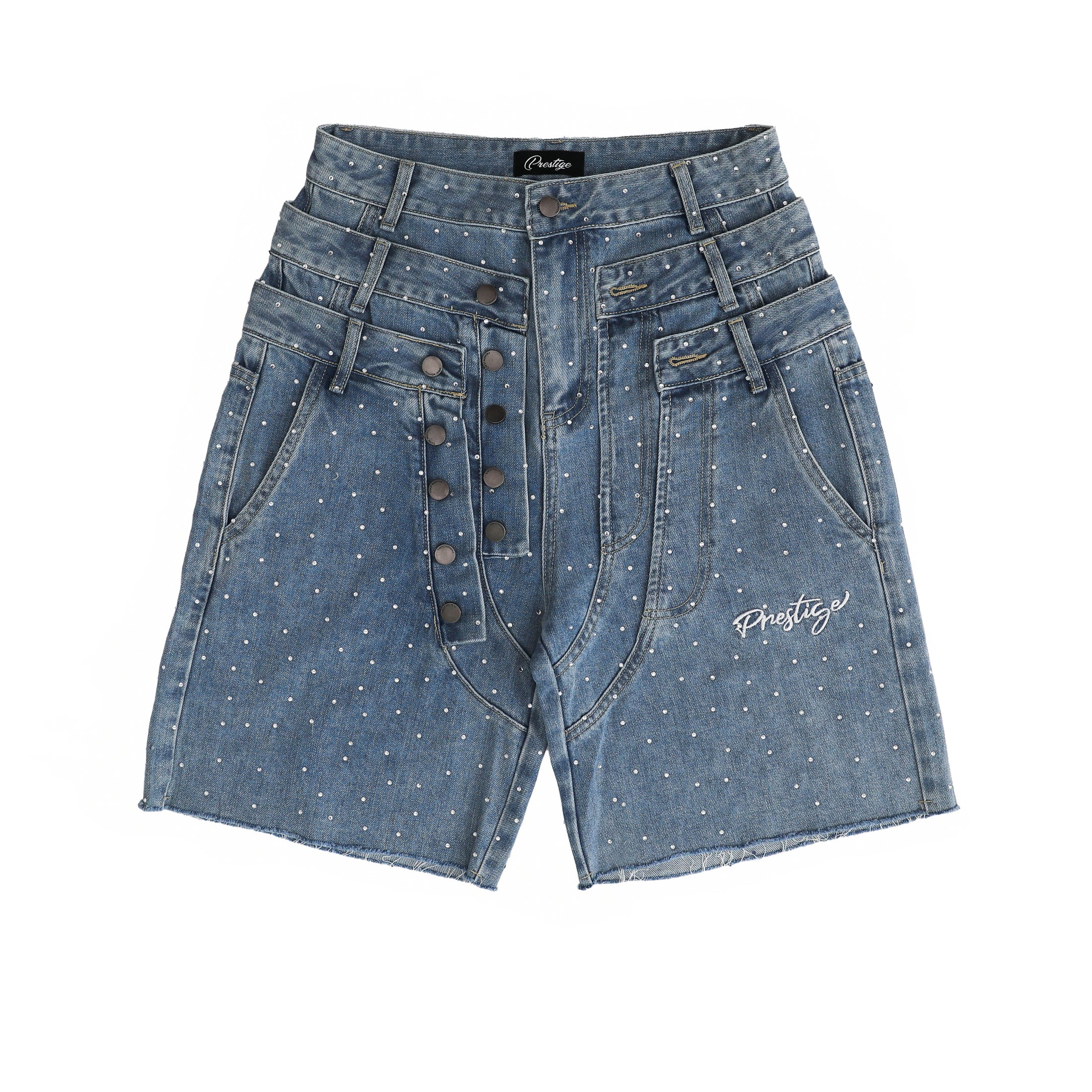 Prestige Triple Waist Blue Denim Shorts