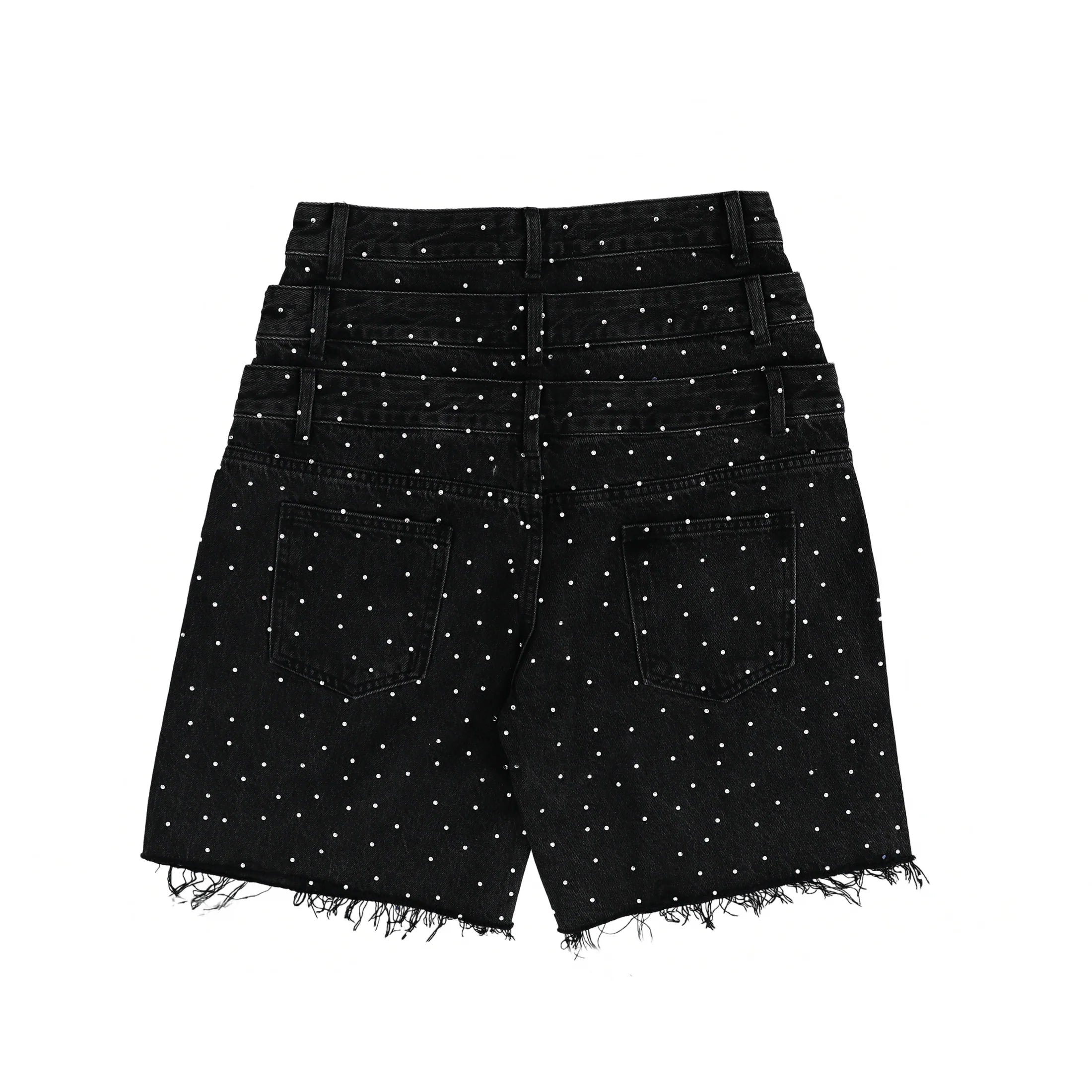 Prestige Triple Waist Black Denim Shorts